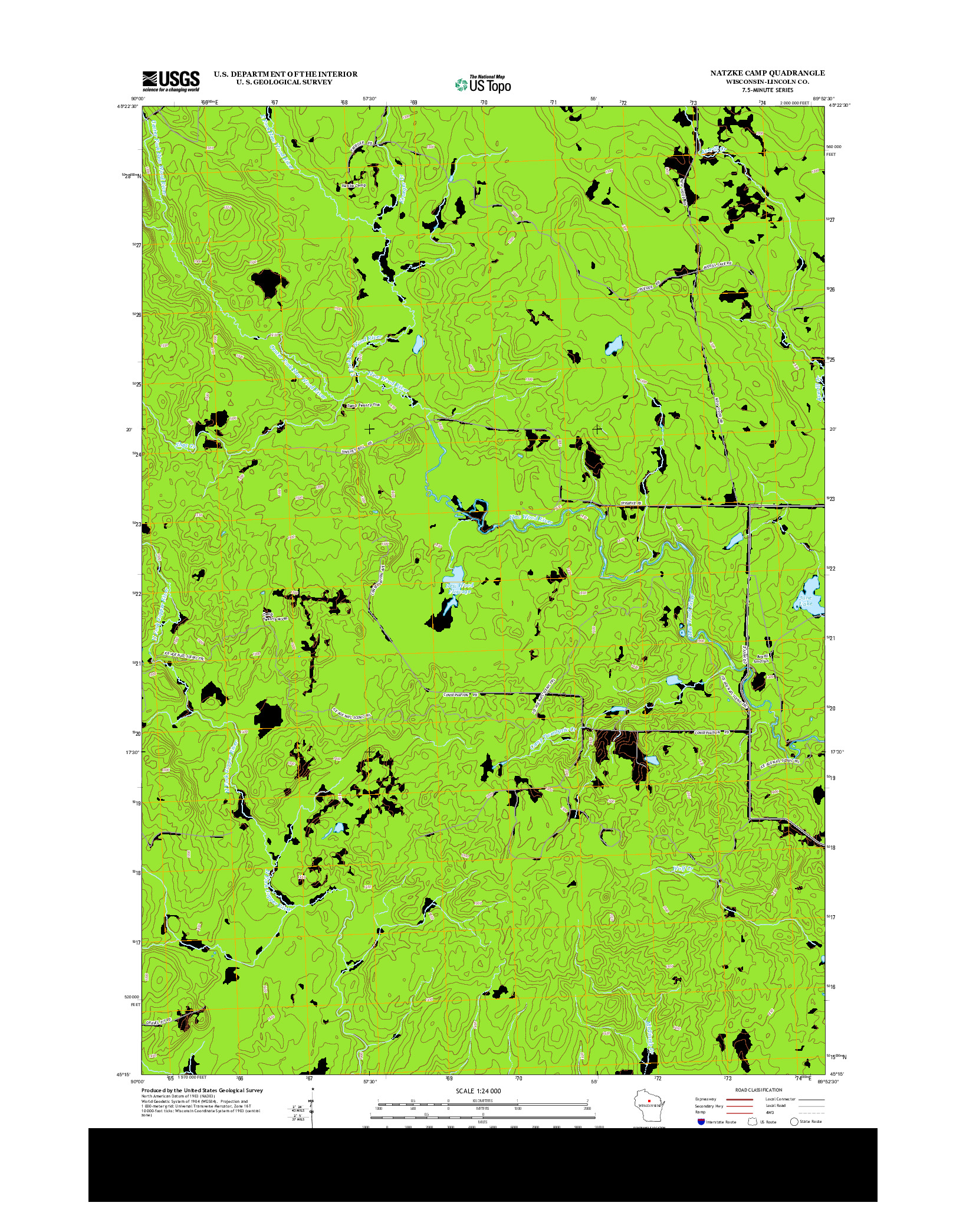 USGS US TOPO 7.5-MINUTE MAP FOR NATZKE CAMP, WI 2013