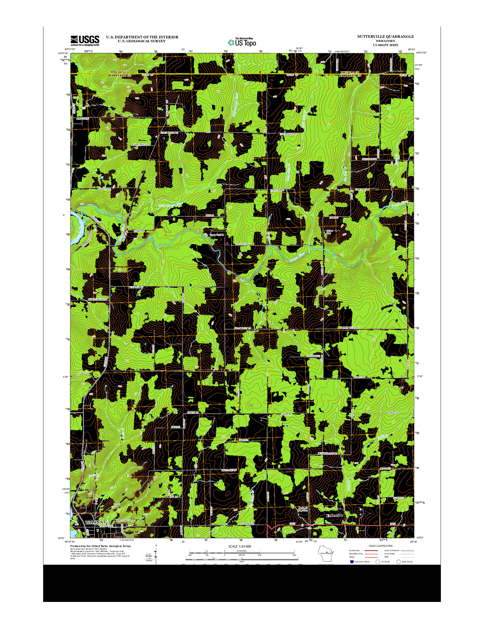 USGS US TOPO 7.5-MINUTE MAP FOR NUTTERVILLE, WI 2013