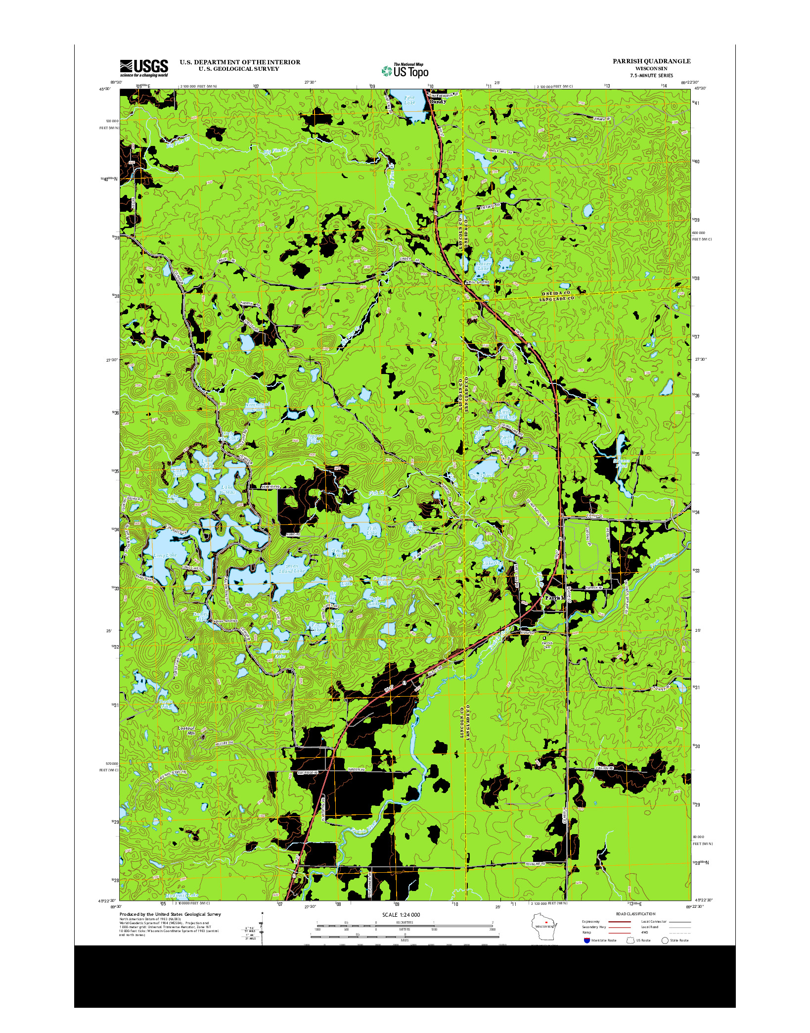 USGS US TOPO 7.5-MINUTE MAP FOR PARRISH, WI 2013