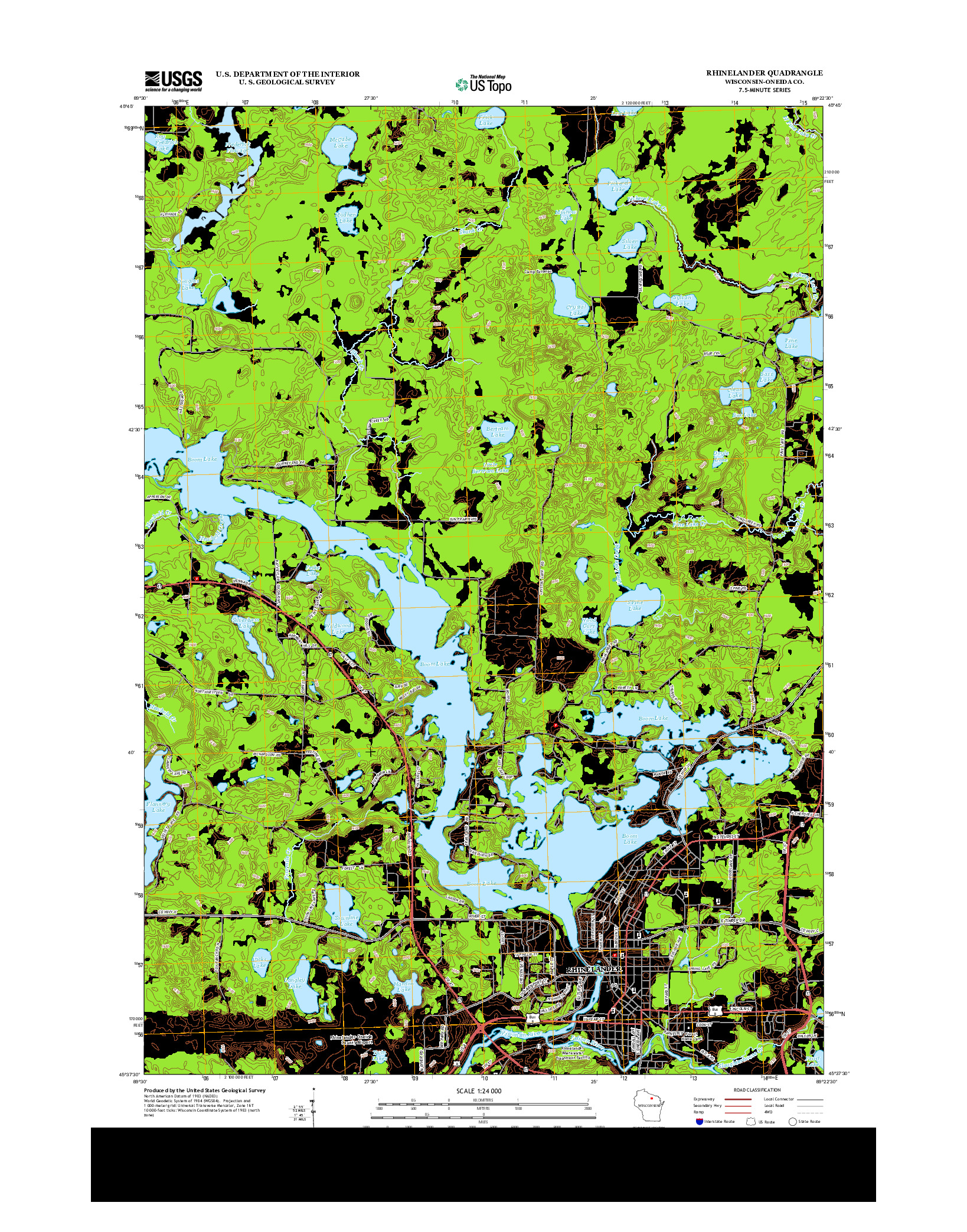 USGS US TOPO 7.5-MINUTE MAP FOR RHINELANDER, WI 2013