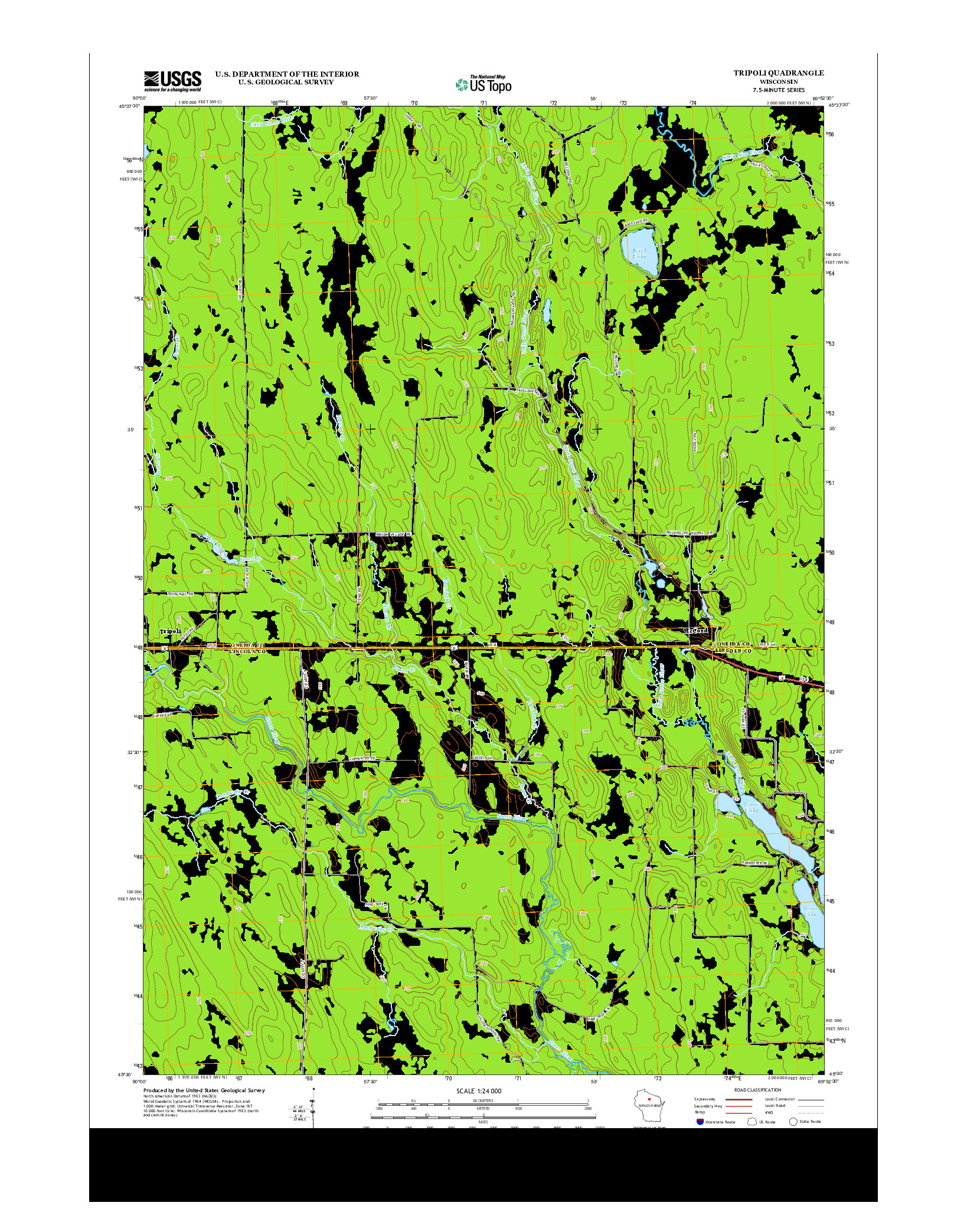 USGS US TOPO 7.5-MINUTE MAP FOR TRIPOLI, WI 2013