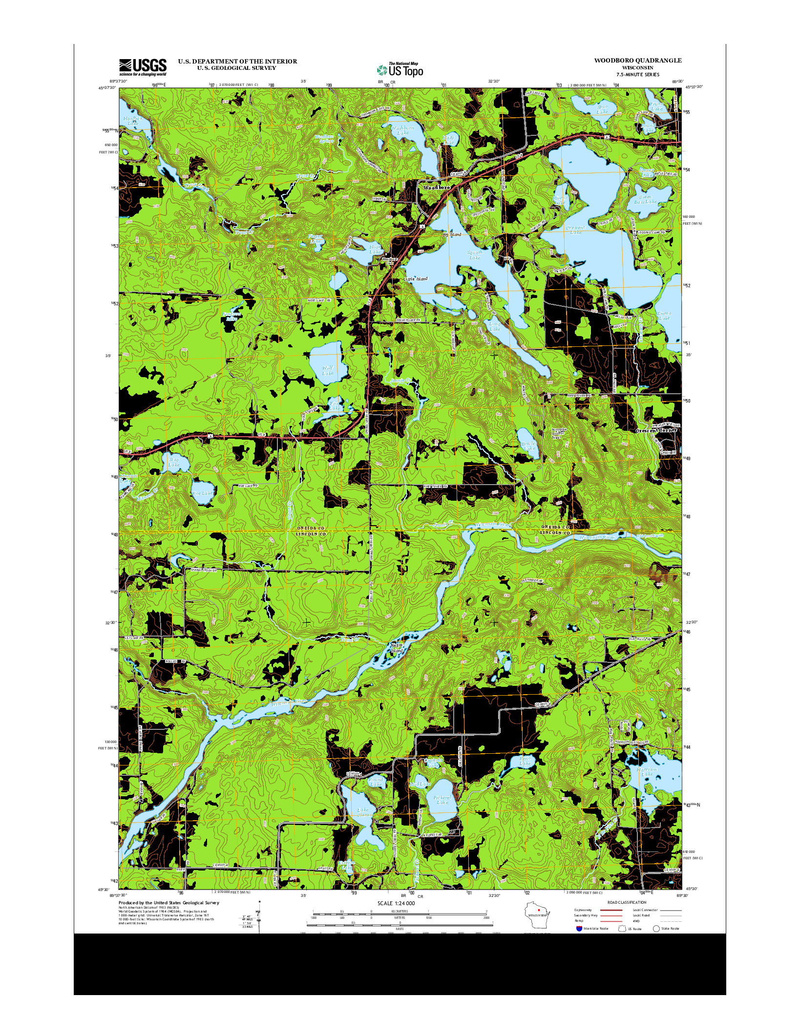 USGS US TOPO 7.5-MINUTE MAP FOR WOODBORO, WI 2013