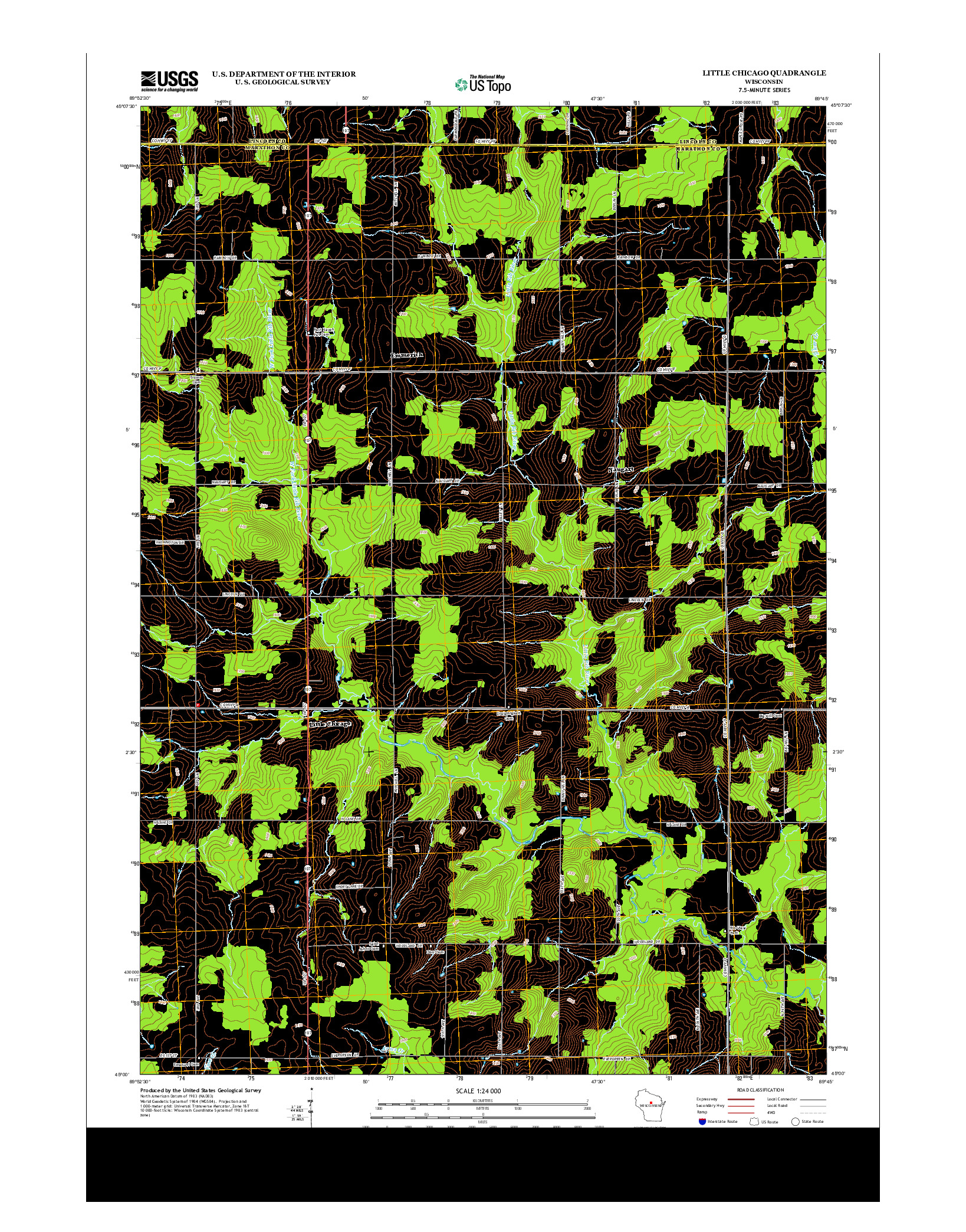 USGS US TOPO 7.5-MINUTE MAP FOR LITTLE CHICAGO, WI 2013