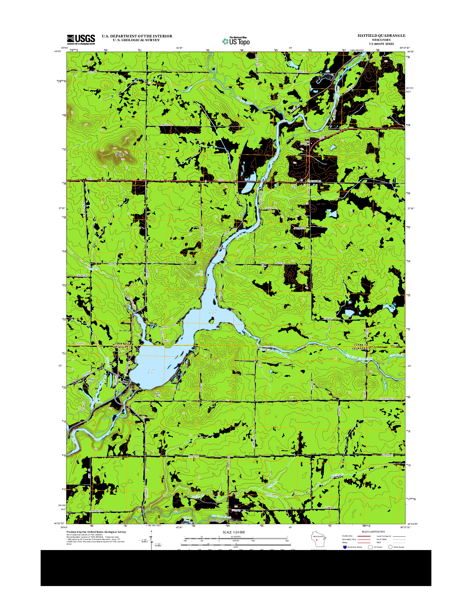 USGS US TOPO 7.5-MINUTE MAP FOR HATFIELD, WI 2013