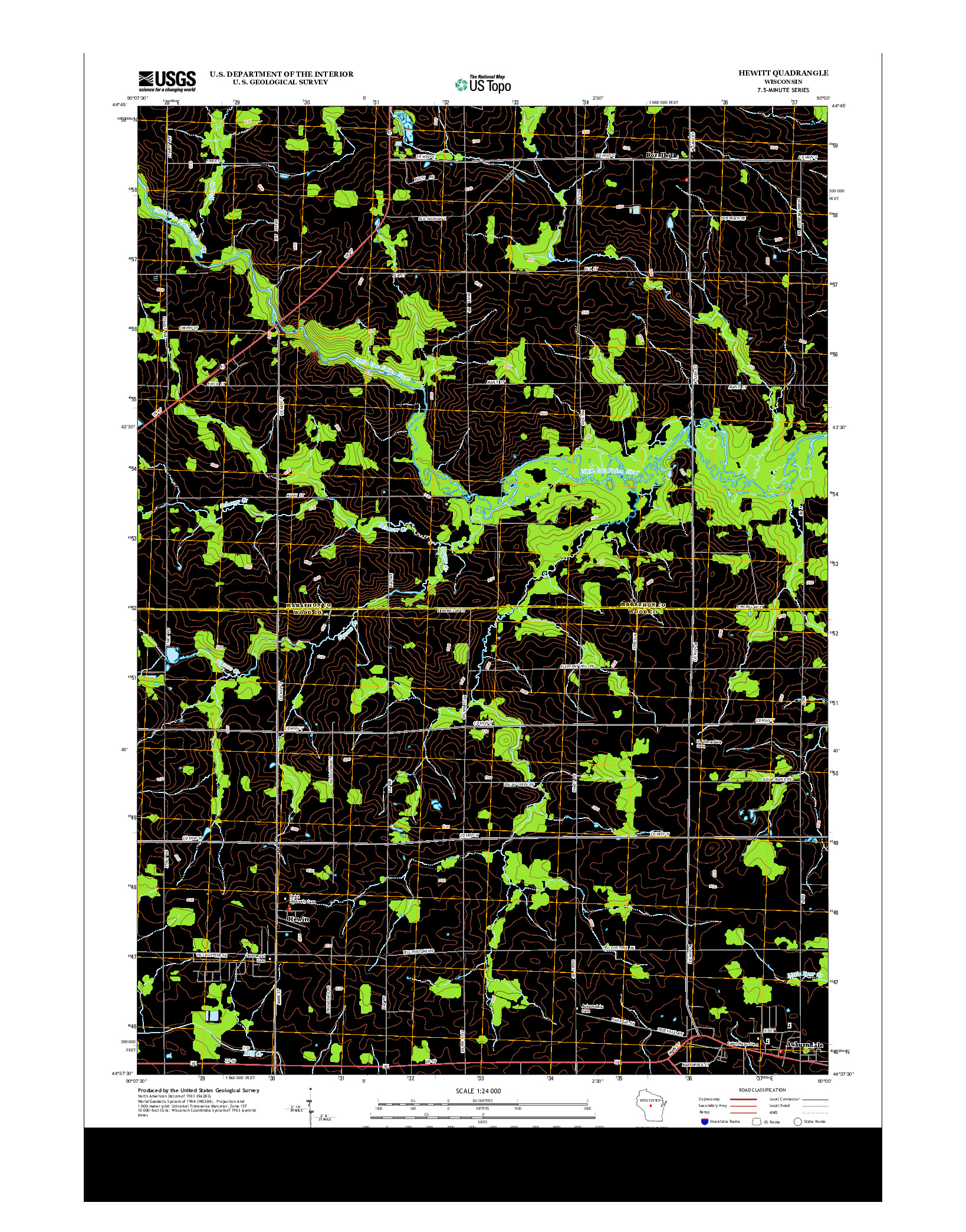 USGS US TOPO 7.5-MINUTE MAP FOR HEWITT, WI 2013