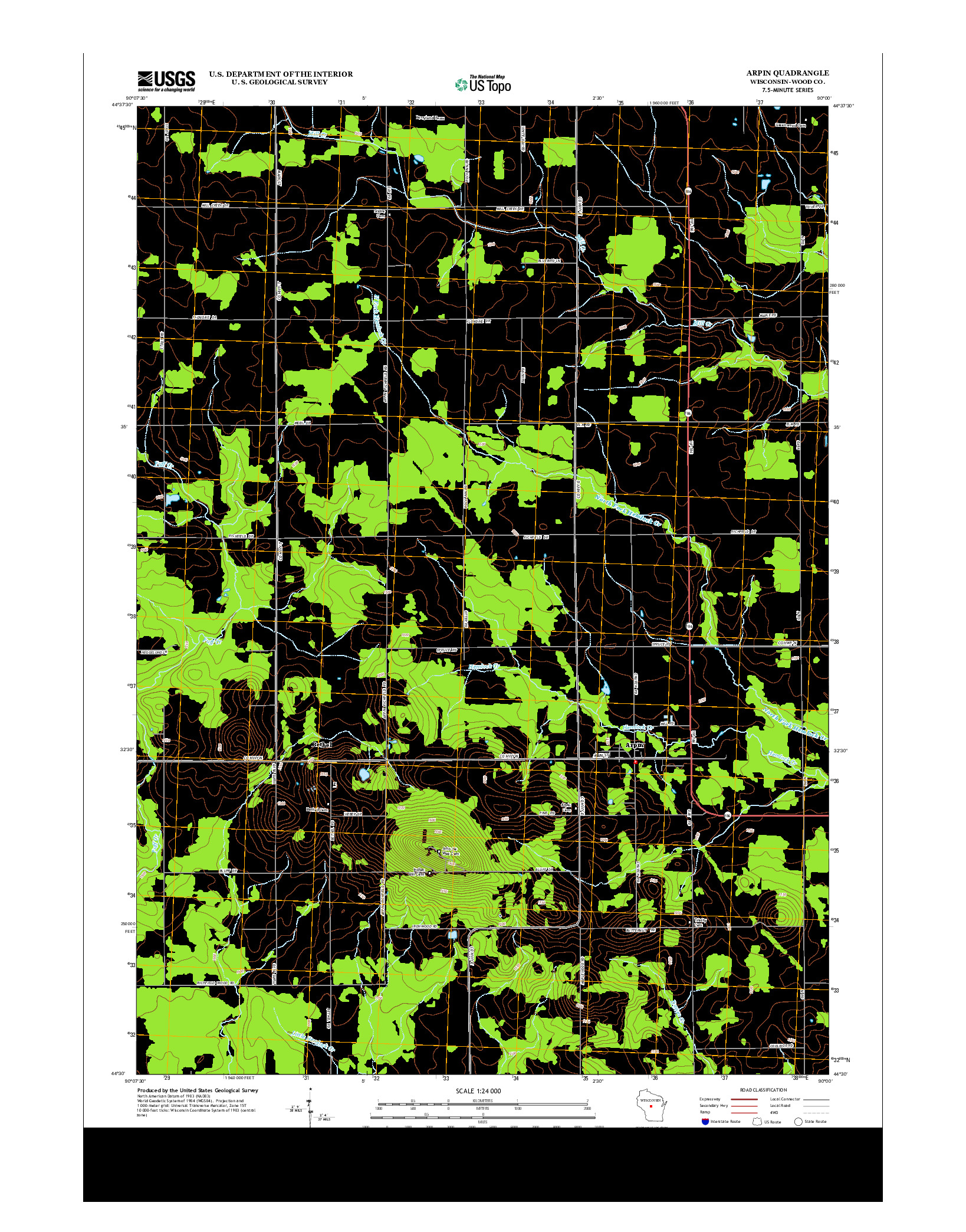 USGS US TOPO 7.5-MINUTE MAP FOR ARPIN, WI 2013