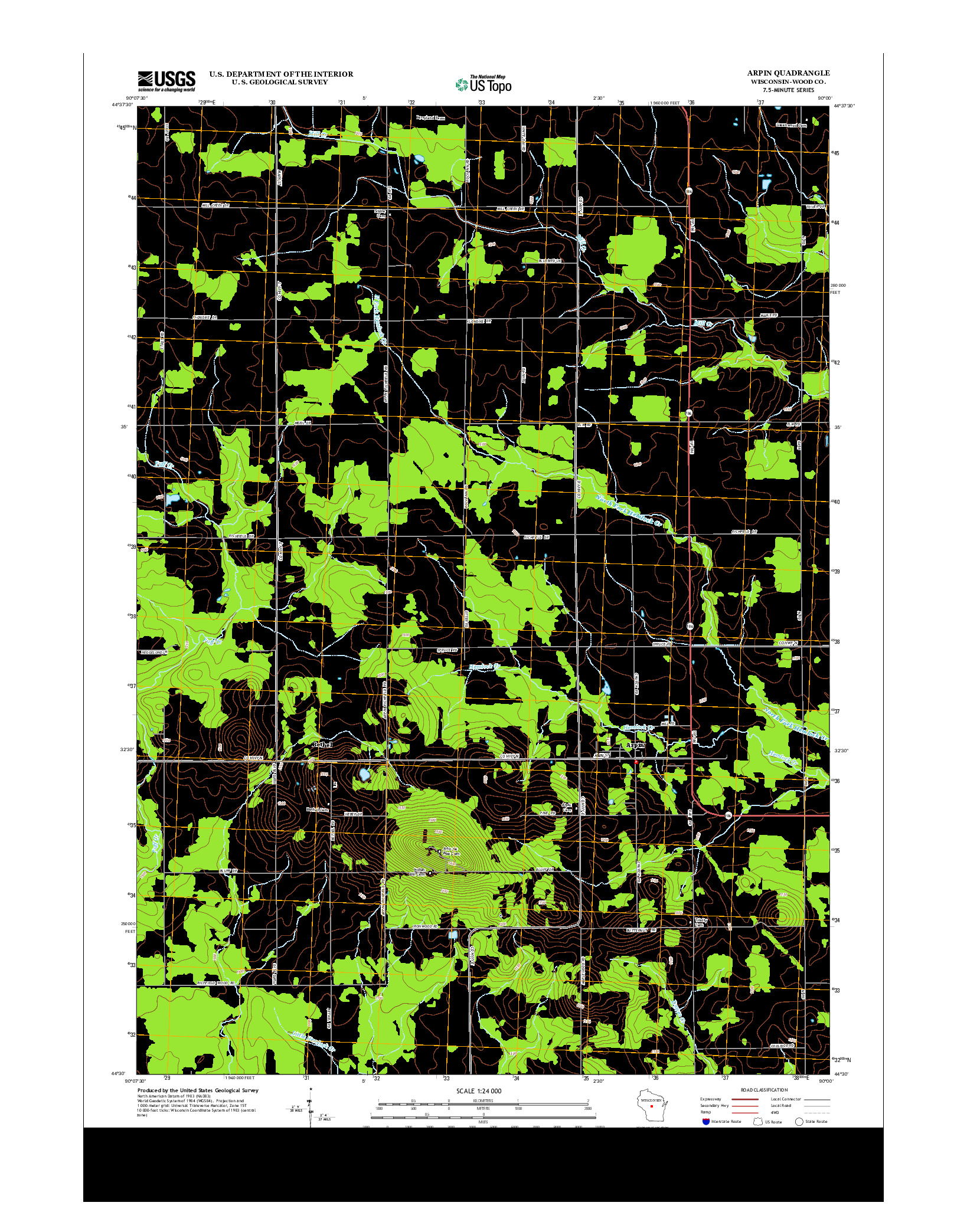 USGS US TOPO 7.5-MINUTE MAP FOR ARPIN, WI 2013