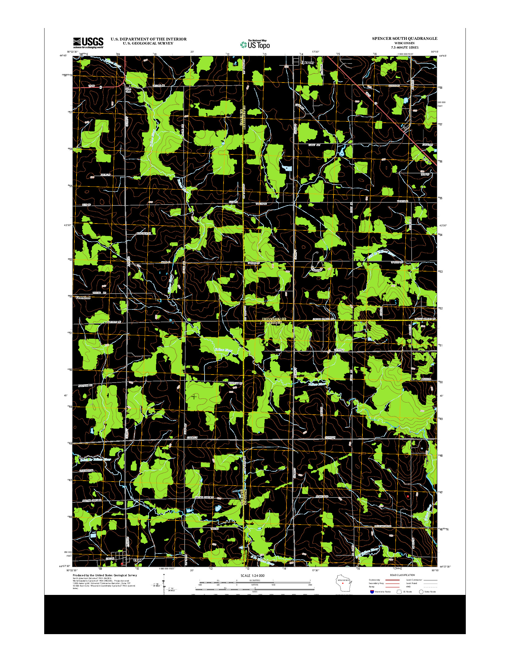 USGS US TOPO 7.5-MINUTE MAP FOR SPENCER SOUTH, WI 2013
