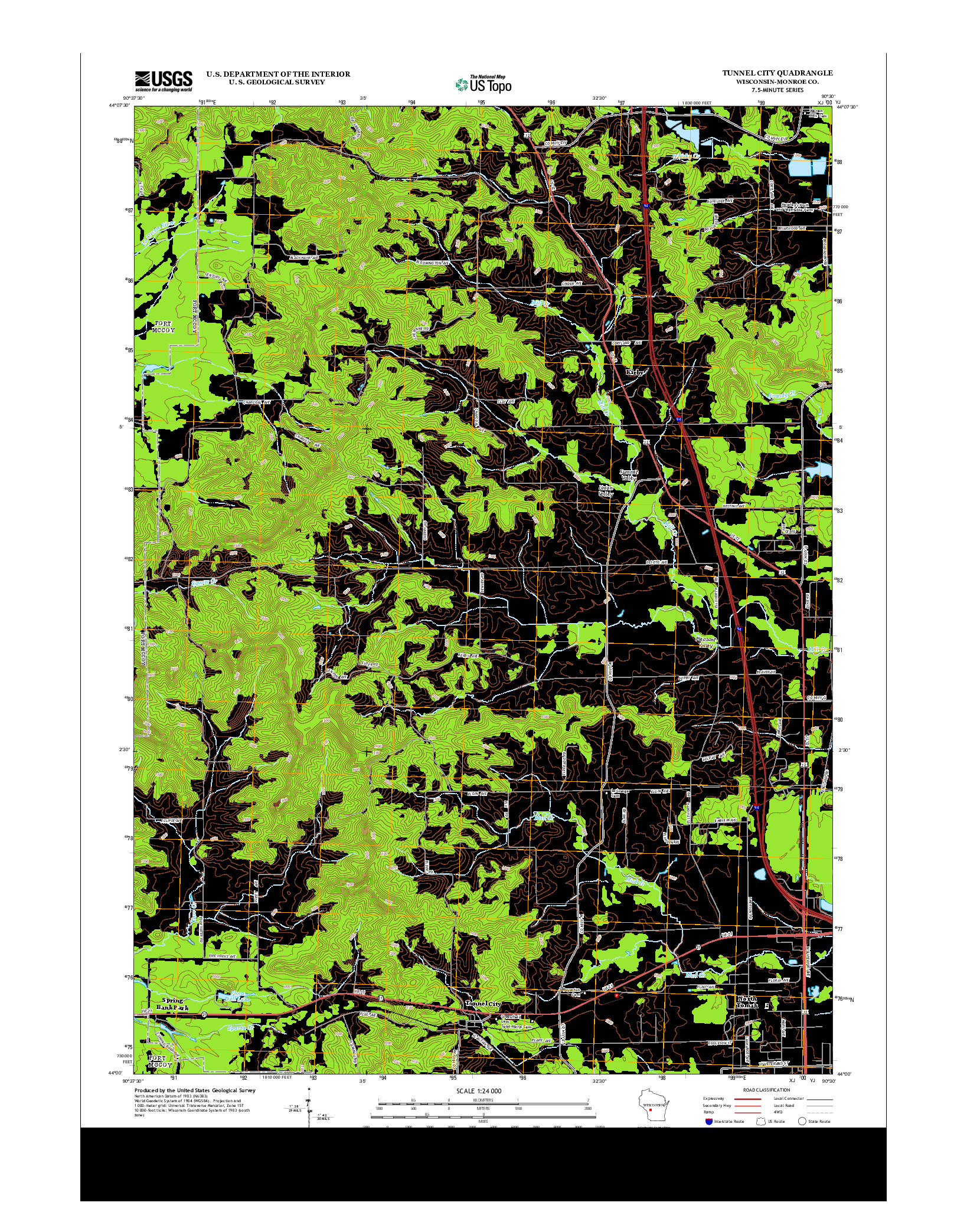 USGS US TOPO 7.5-MINUTE MAP FOR TUNNEL CITY, WI 2013