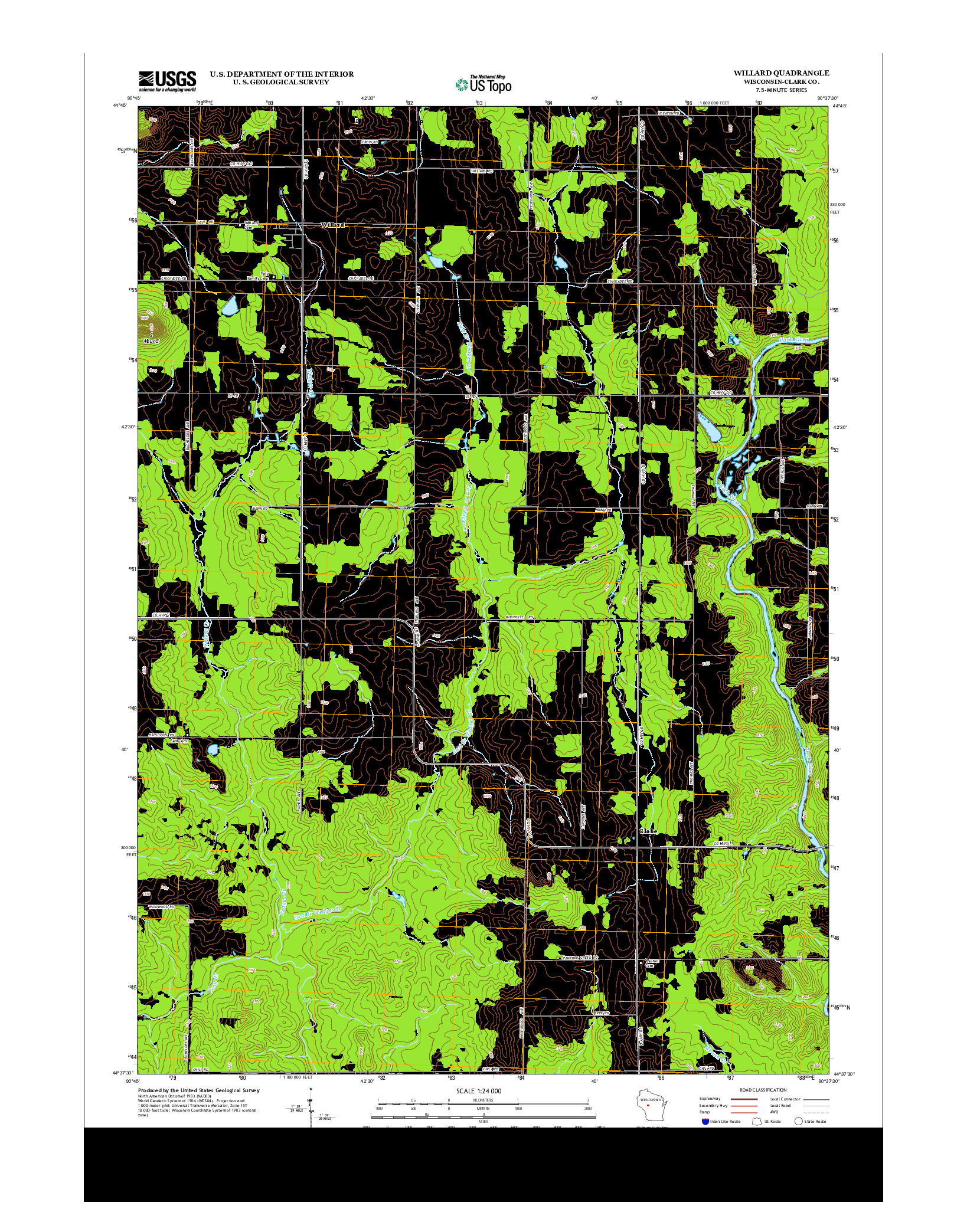 USGS US TOPO 7.5-MINUTE MAP FOR WILLARD, WI 2013