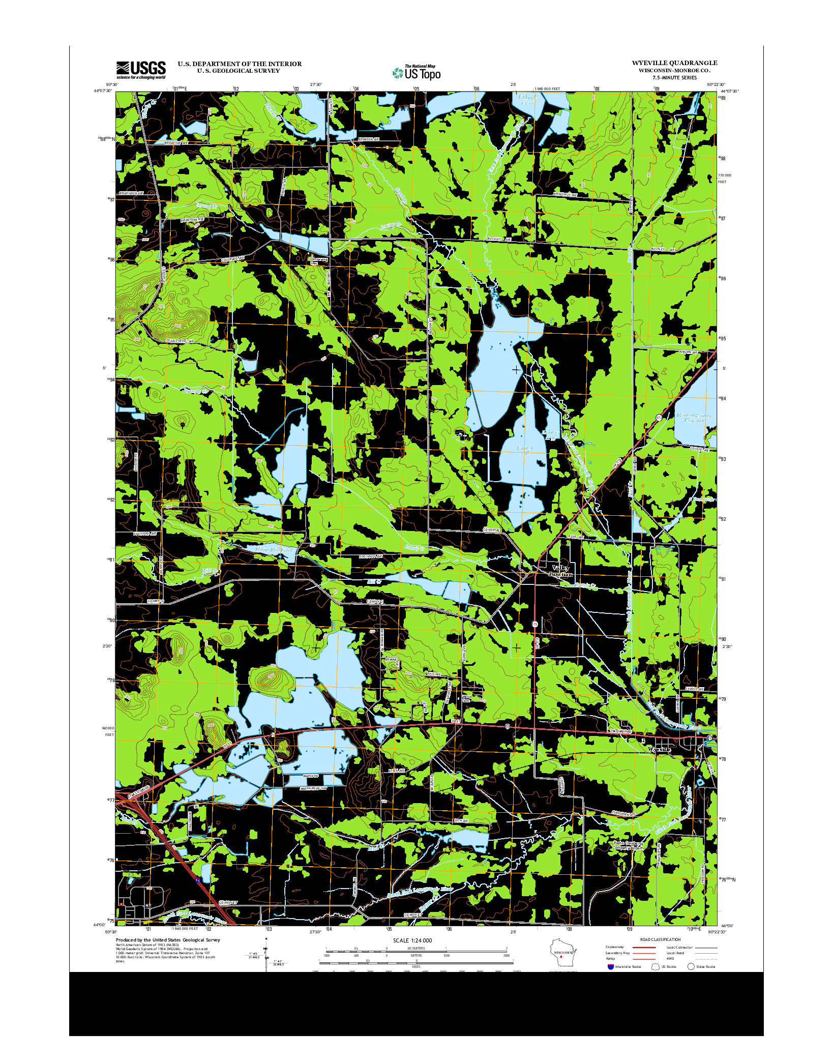 USGS US TOPO 7.5-MINUTE MAP FOR WYEVILLE, WI 2013