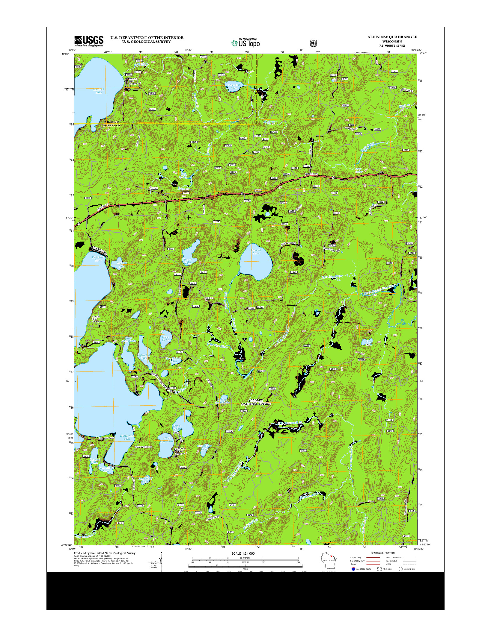 USGS US TOPO 7.5-MINUTE MAP FOR ALVIN NW, WI 2013