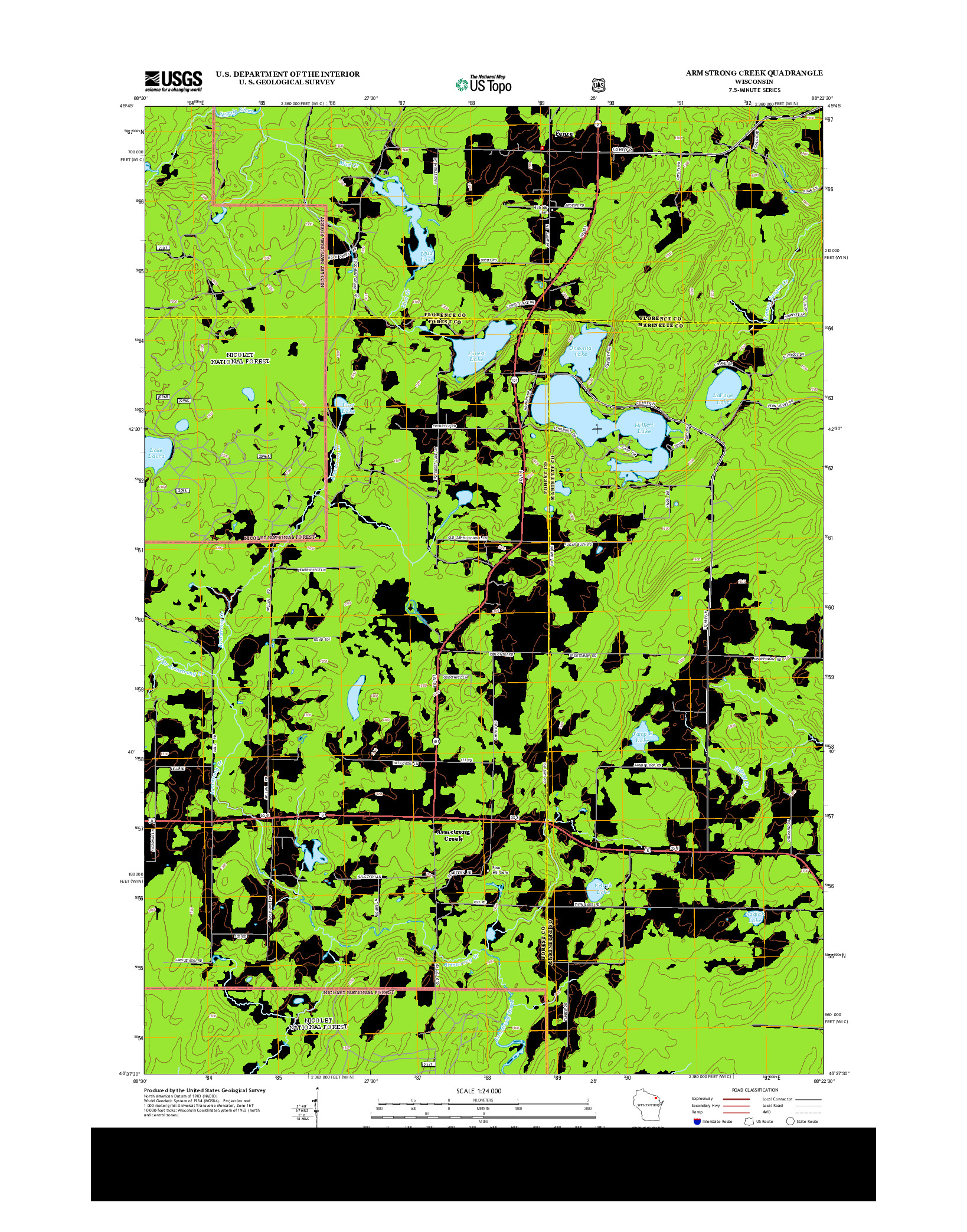 USGS US TOPO 7.5-MINUTE MAP FOR ARMSTRONG CREEK, WI 2013