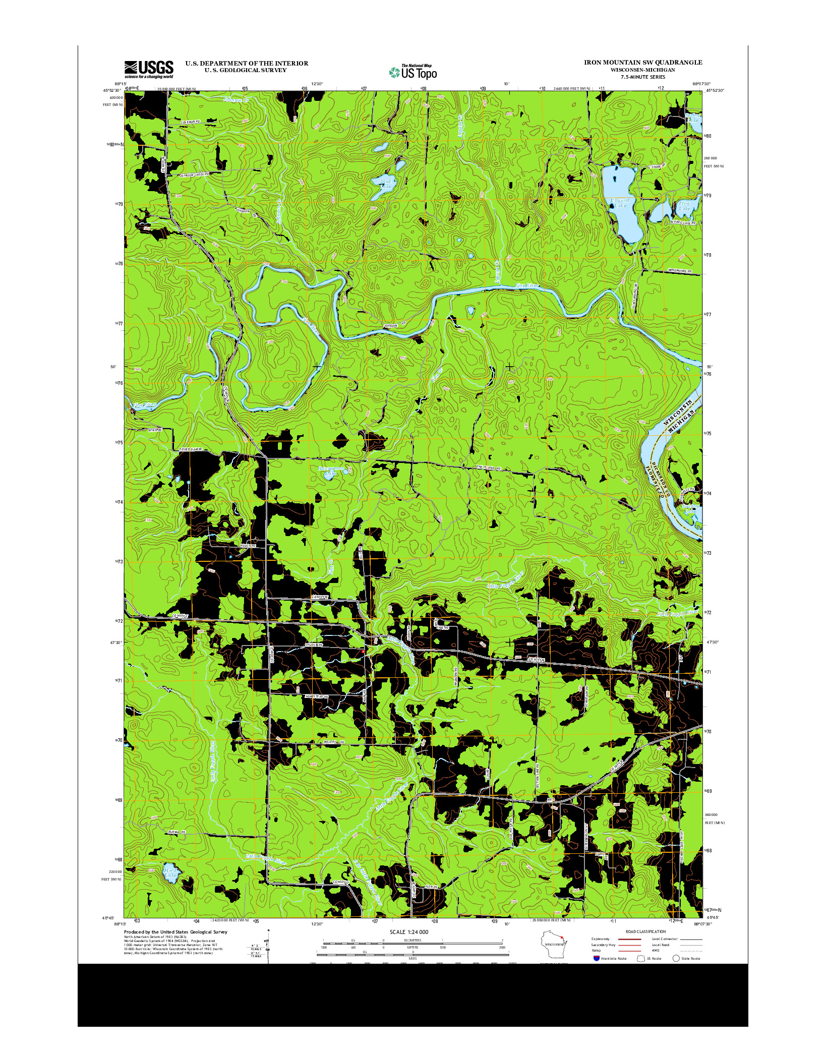 USGS US TOPO 7.5-MINUTE MAP FOR IRON MOUNTAIN SW, WI-MI 2013