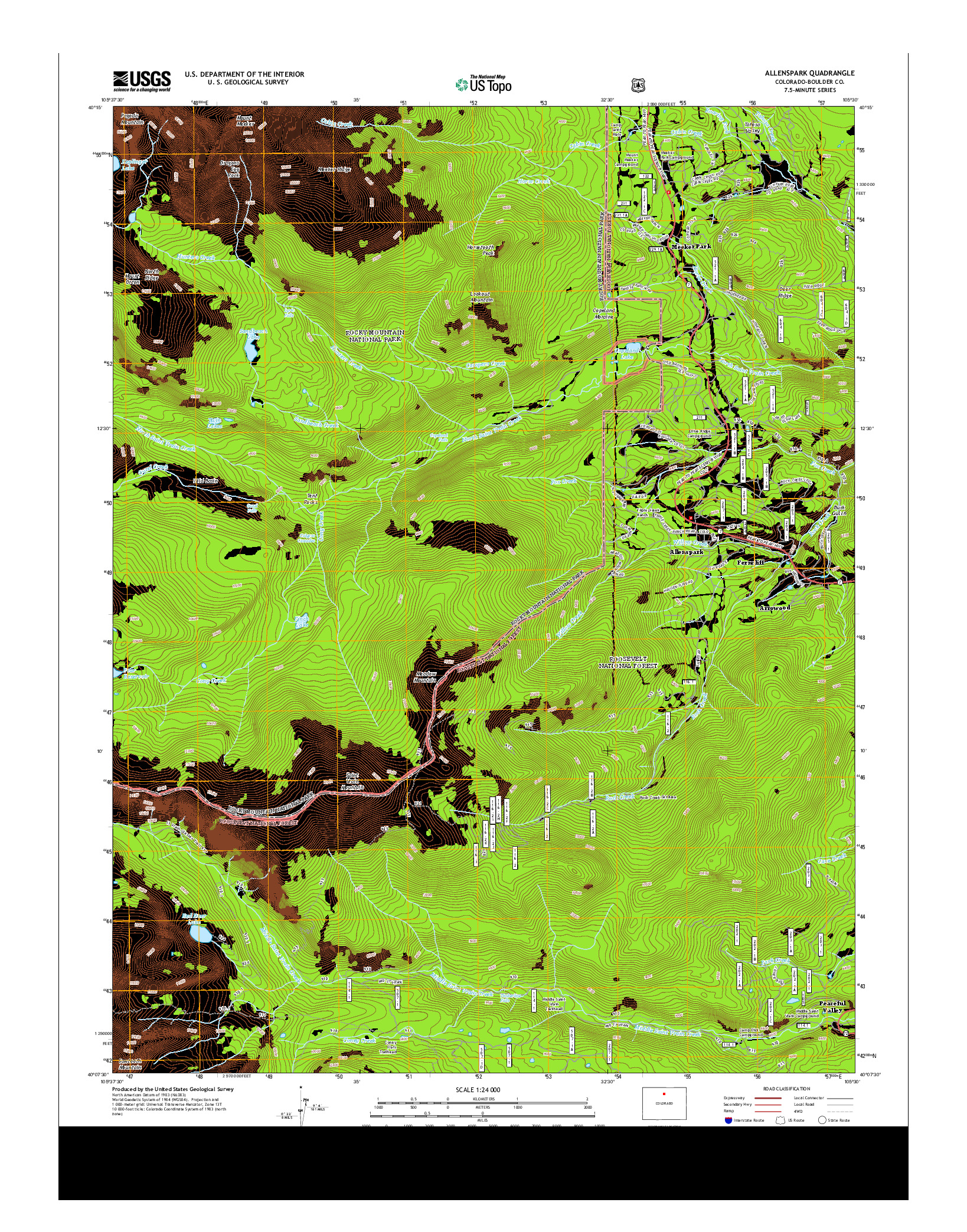 USGS US TOPO 7.5-MINUTE MAP FOR ALLENSPARK, CO 2013