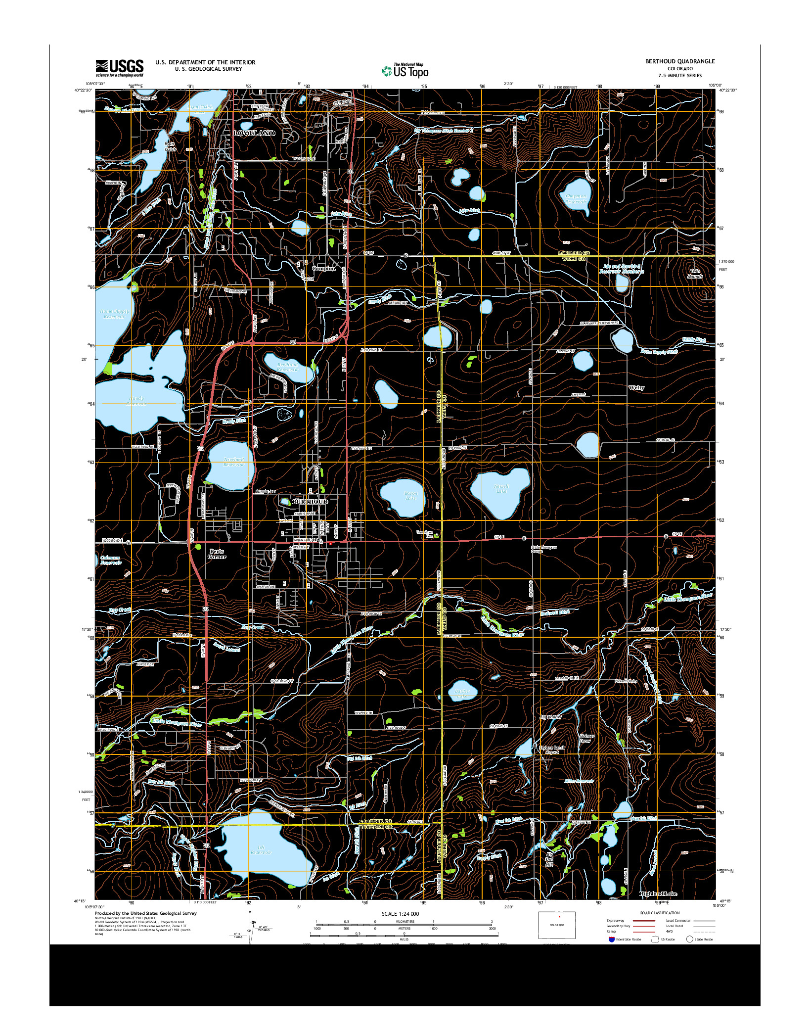 USGS US TOPO 7.5-MINUTE MAP FOR BERTHOUD, CO 2013