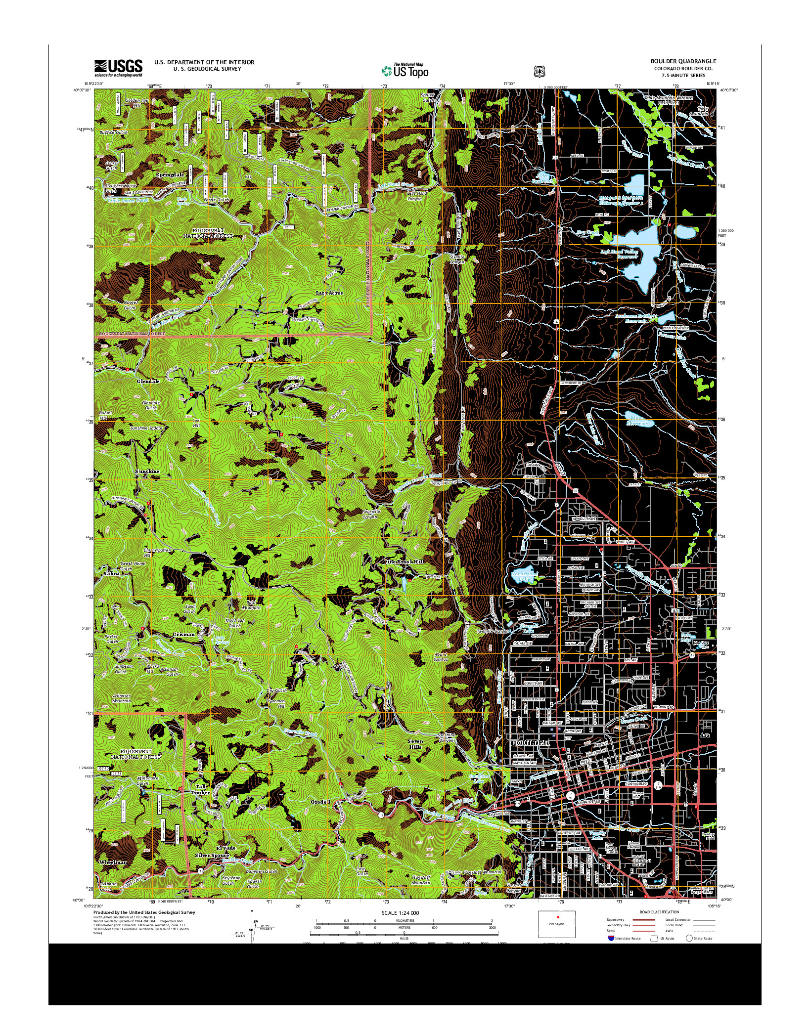 USGS US TOPO 7.5-MINUTE MAP FOR BOULDER, CO 2013