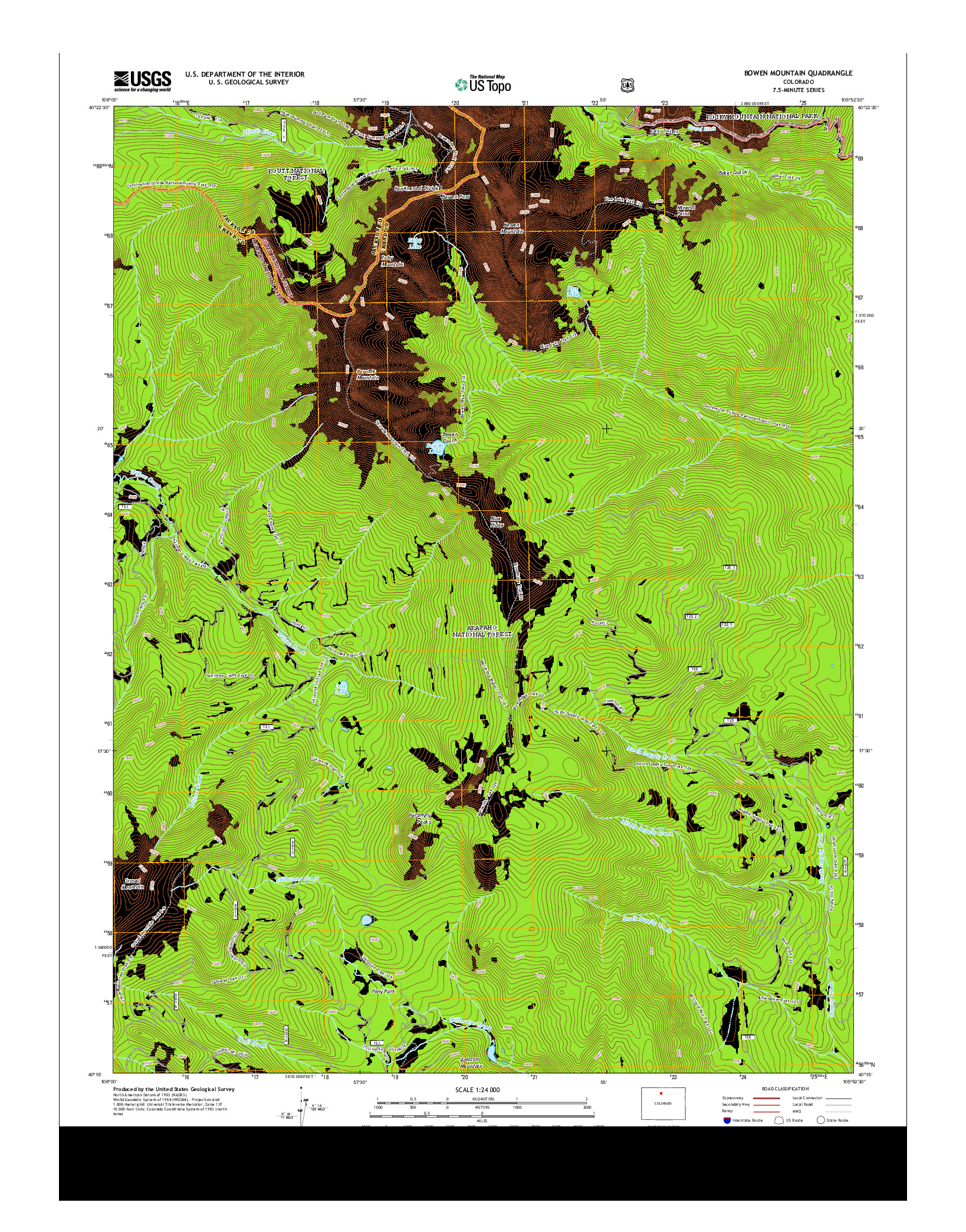 USGS US TOPO 7.5-MINUTE MAP FOR BOWEN MOUNTAIN, CO 2013