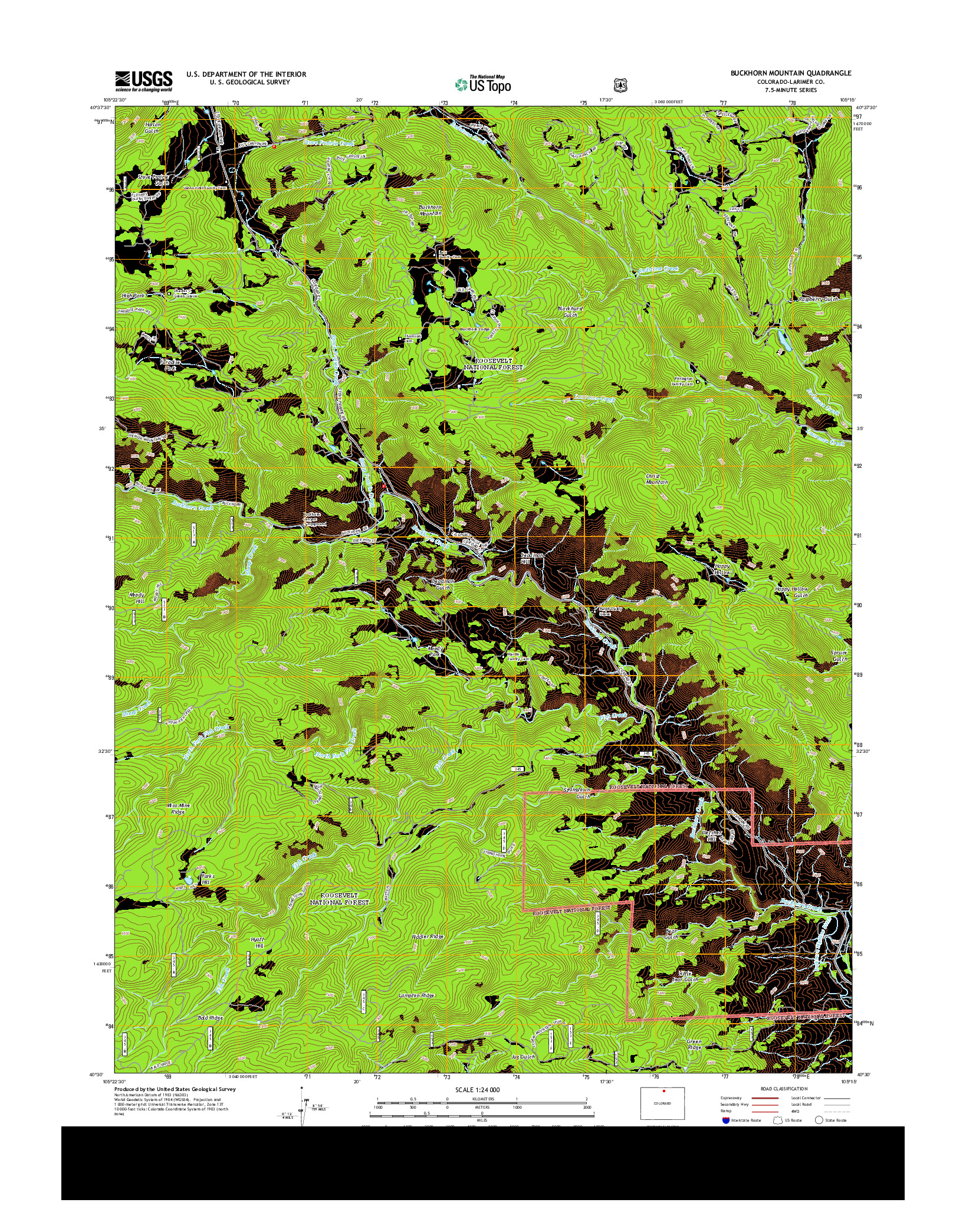 USGS US TOPO 7.5-MINUTE MAP FOR BUCKHORN MOUNTAIN, CO 2013