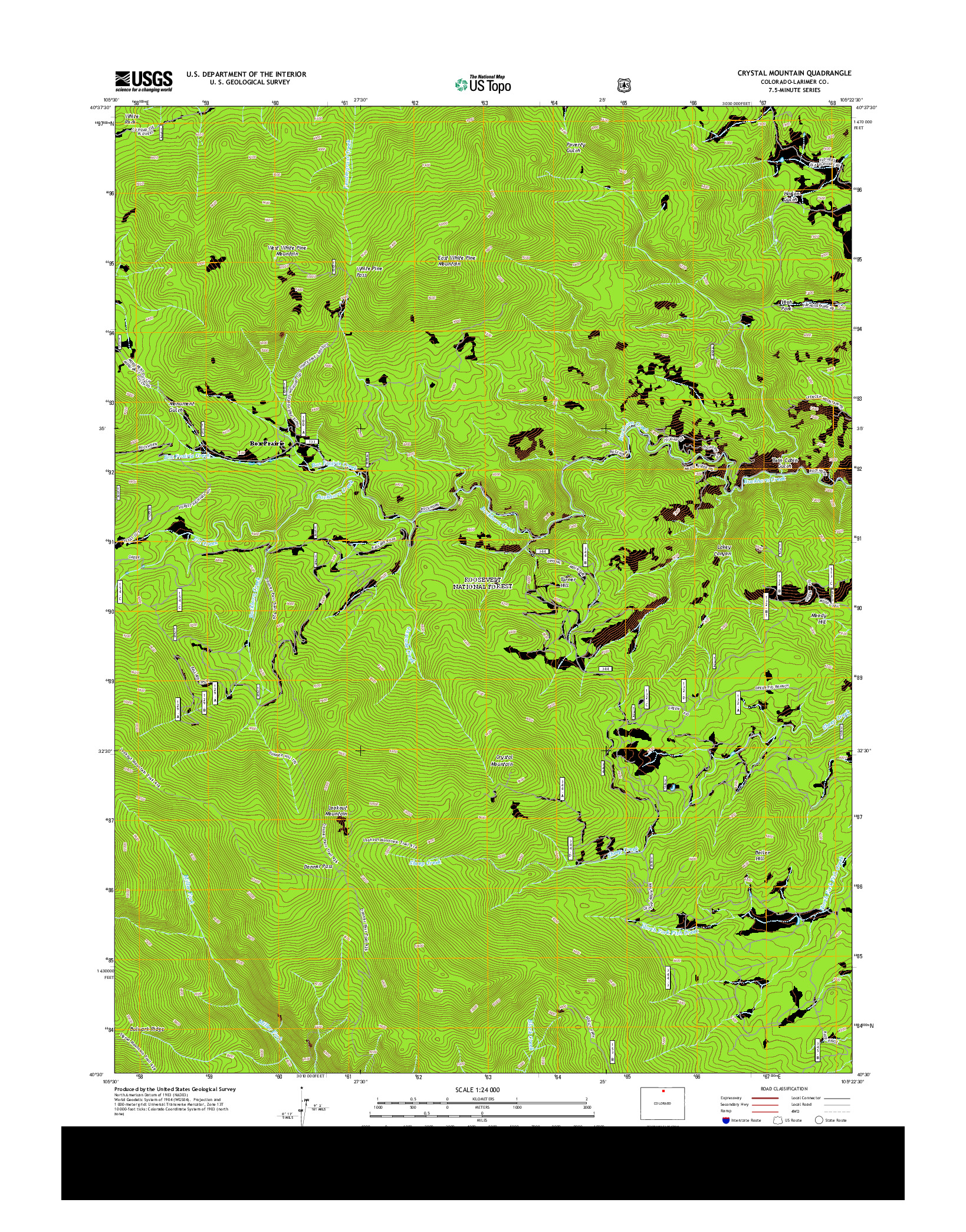 USGS US TOPO 7.5-MINUTE MAP FOR CRYSTAL MOUNTAIN, CO 2013