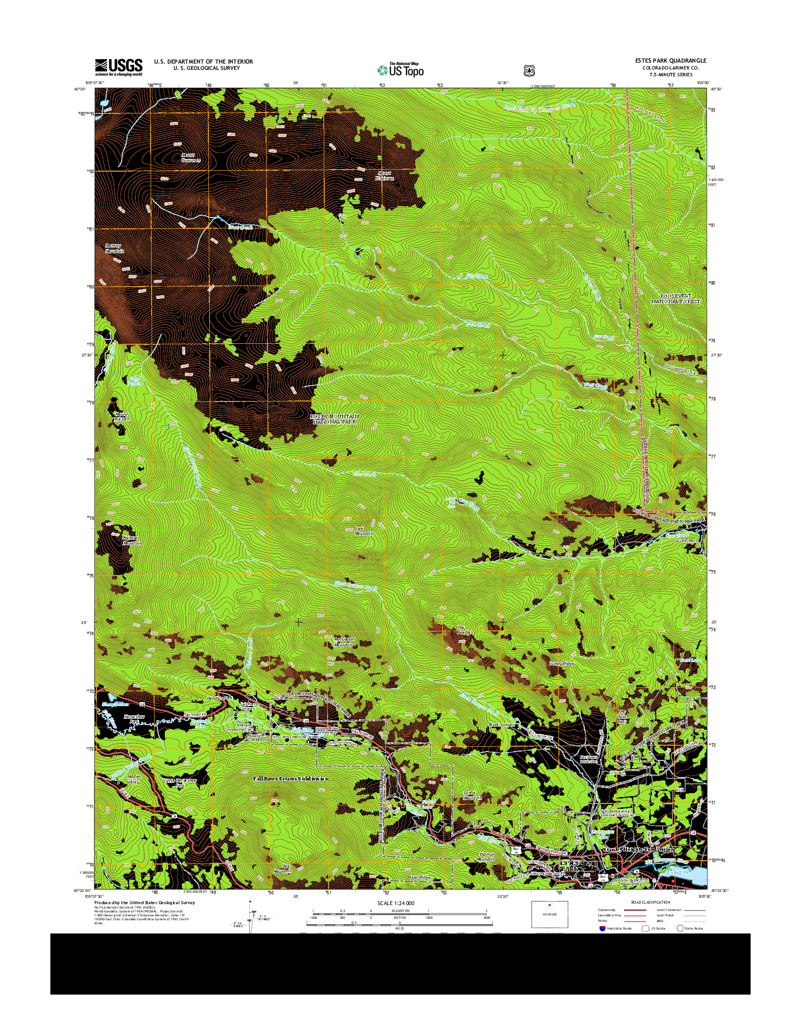 USGS US TOPO 7.5-MINUTE MAP FOR ESTES PARK, CO 2013