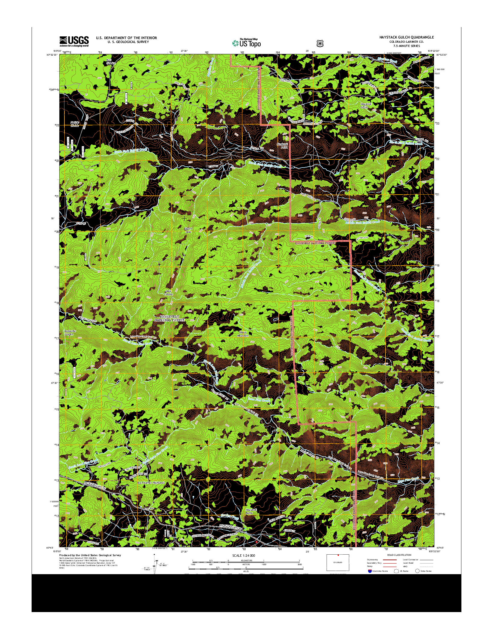 USGS US TOPO 7.5-MINUTE MAP FOR HAYSTACK GULCH, CO 2013