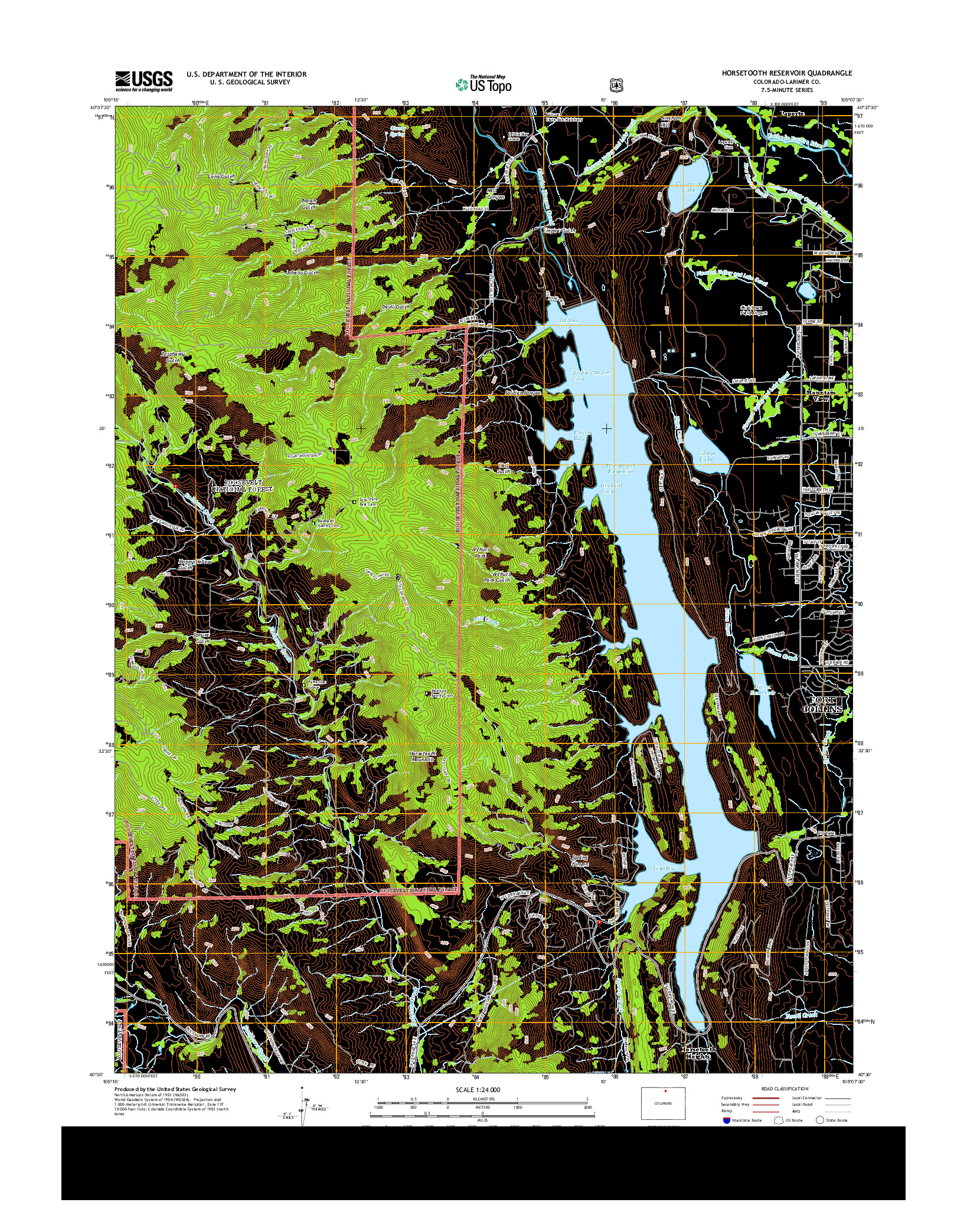 USGS US TOPO 7.5-MINUTE MAP FOR HORSETOOTH RESERVOIR, CO 2013