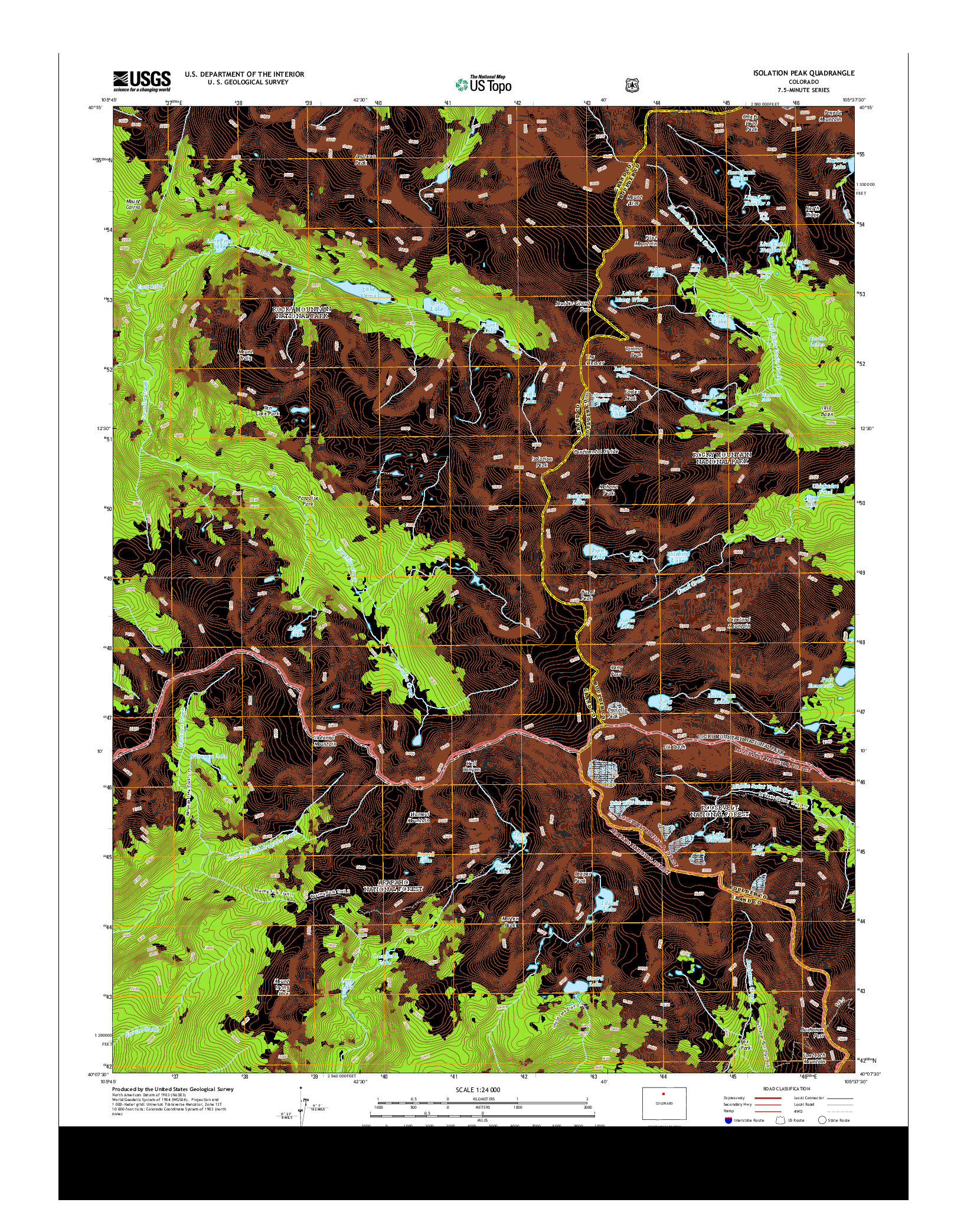 USGS US TOPO 7.5-MINUTE MAP FOR ISOLATION PEAK, CO 2013