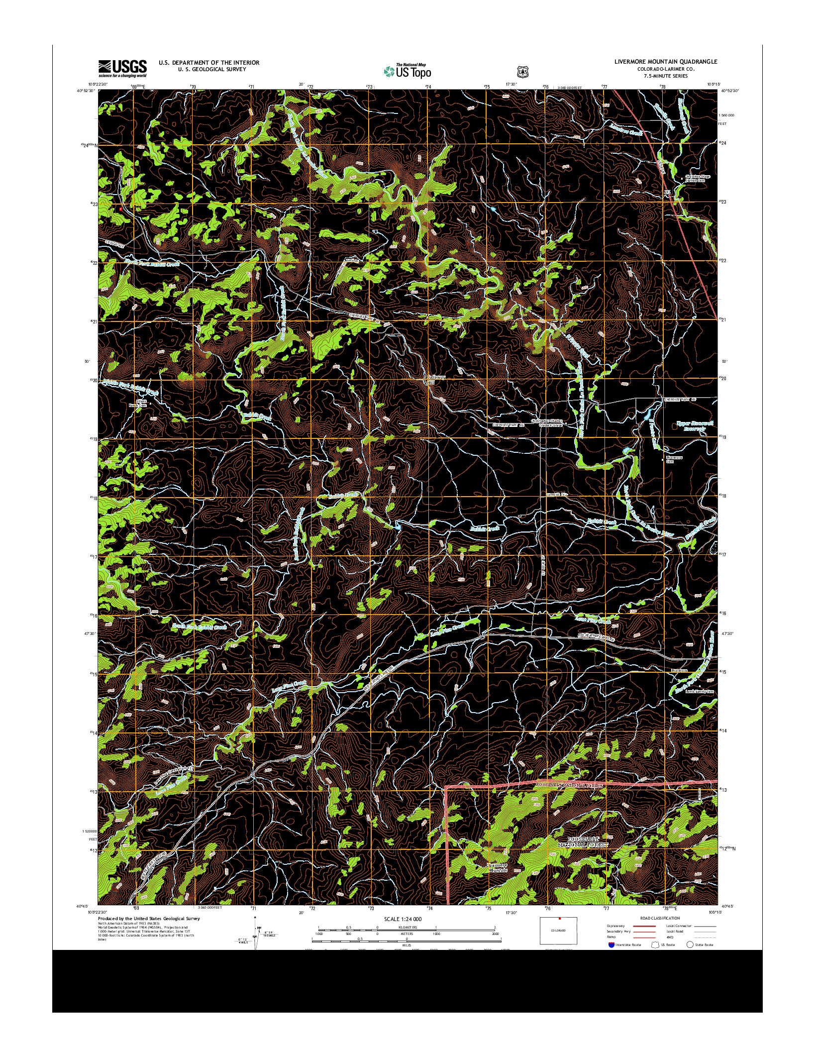 USGS US TOPO 7.5-MINUTE MAP FOR LIVERMORE MOUNTAIN, CO 2013