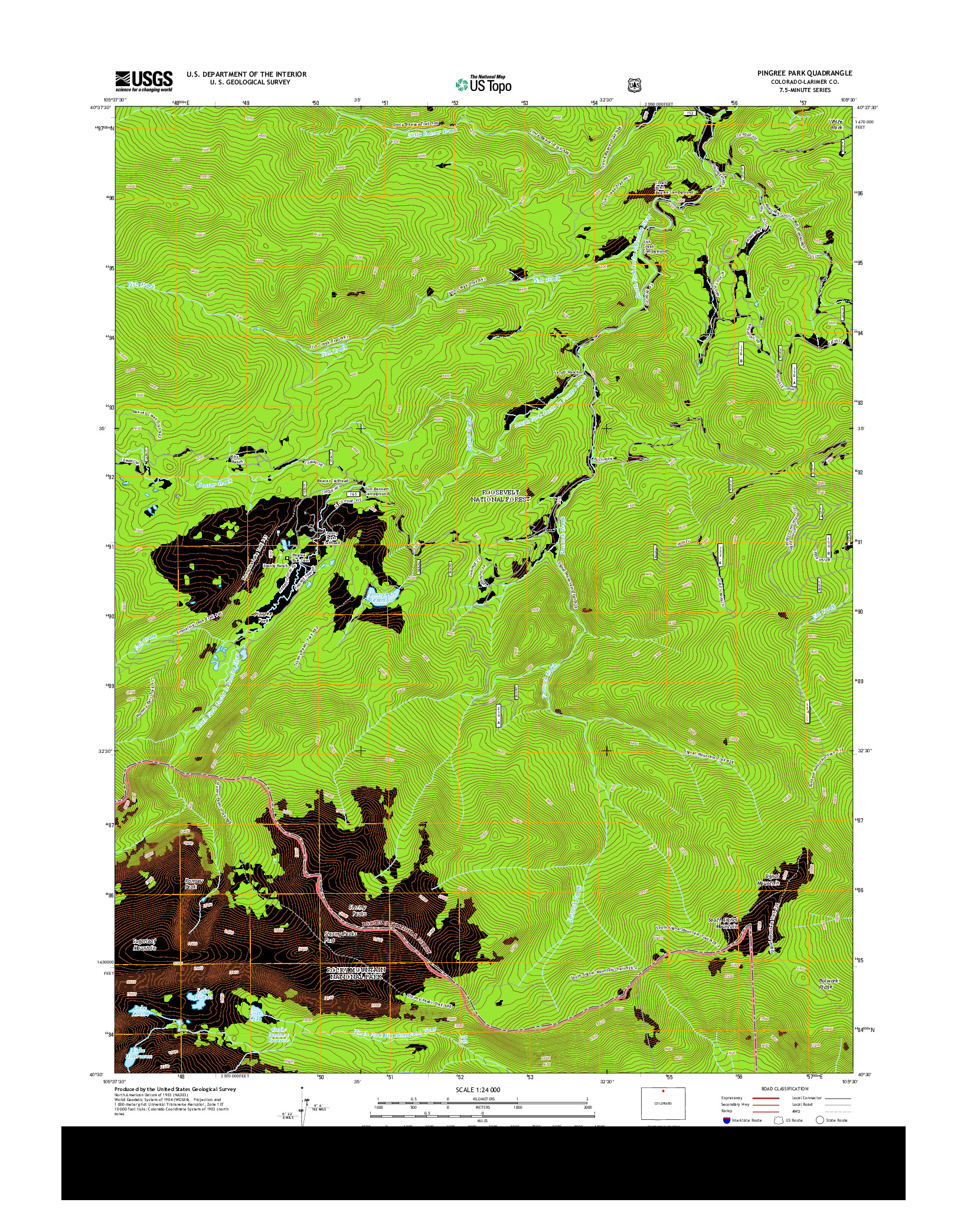 USGS US TOPO 7.5-MINUTE MAP FOR PINGREE PARK, CO 2013