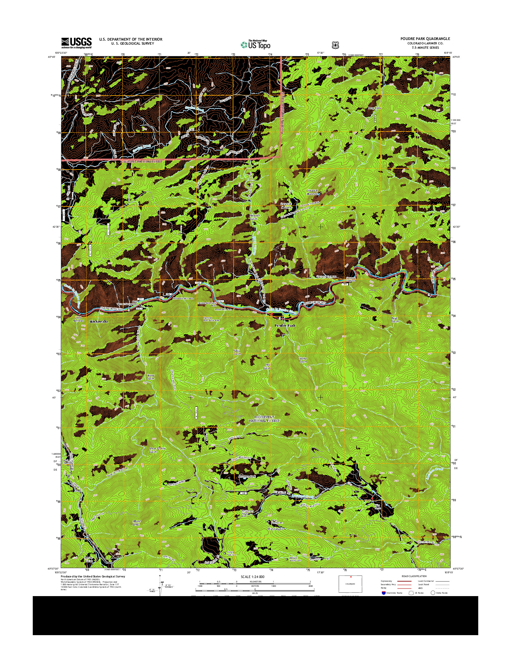 USGS US TOPO 7.5-MINUTE MAP FOR POUDRE PARK, CO 2013