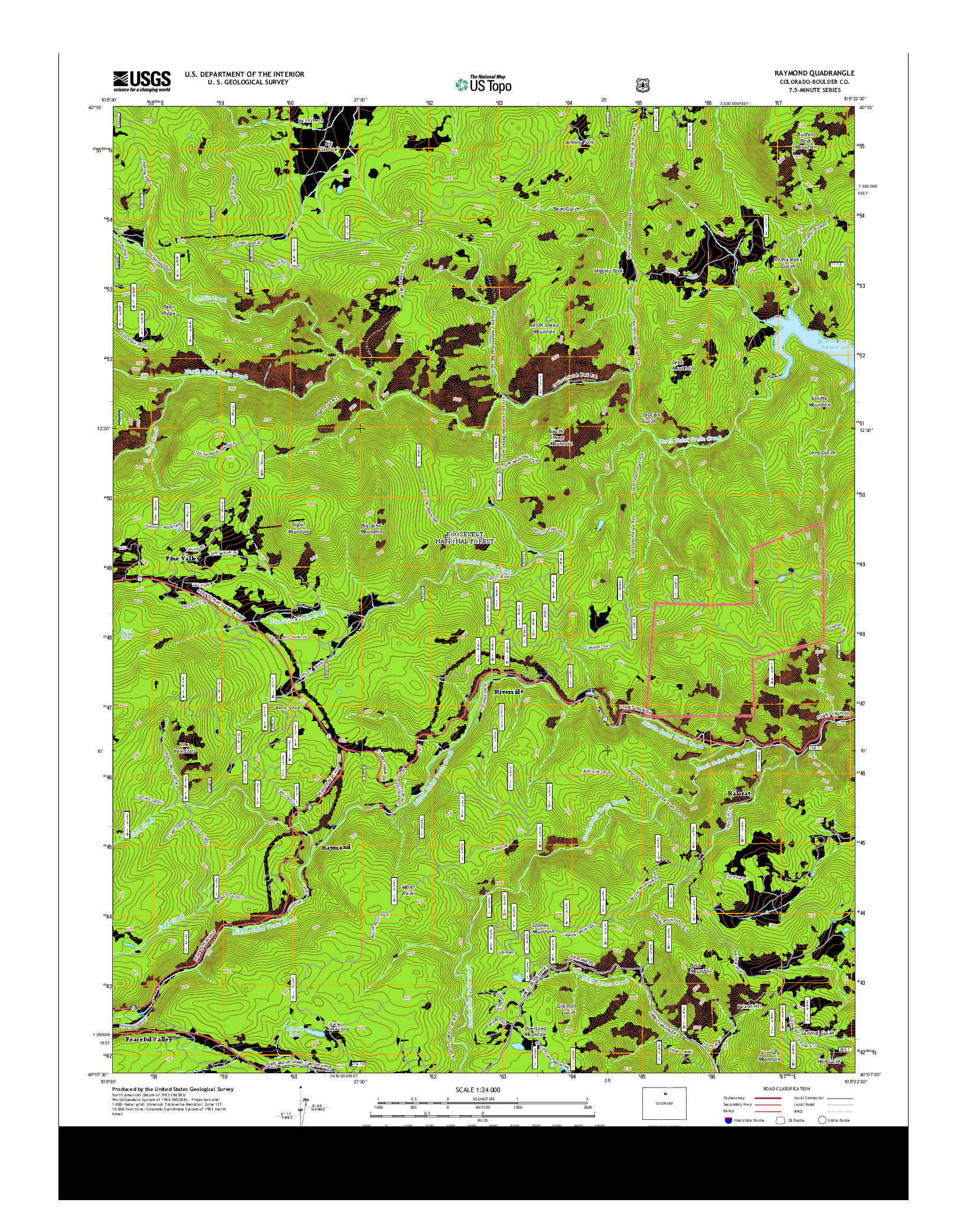 USGS US TOPO 7.5-MINUTE MAP FOR RAYMOND, CO 2013