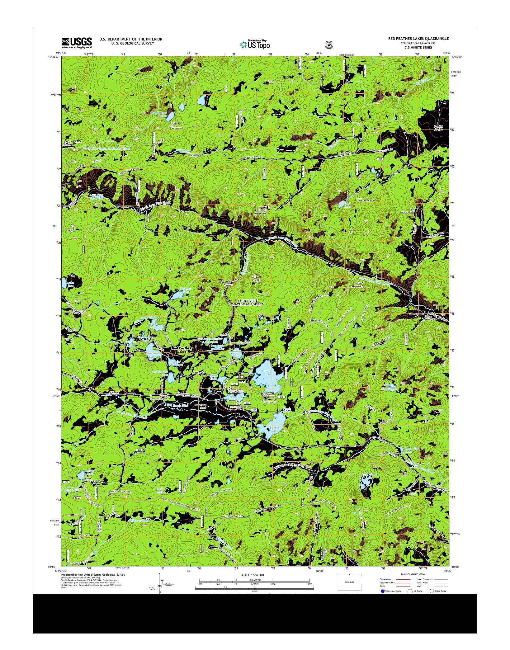 USGS US TOPO 7.5-MINUTE MAP FOR RED FEATHER LAKES, CO 2013