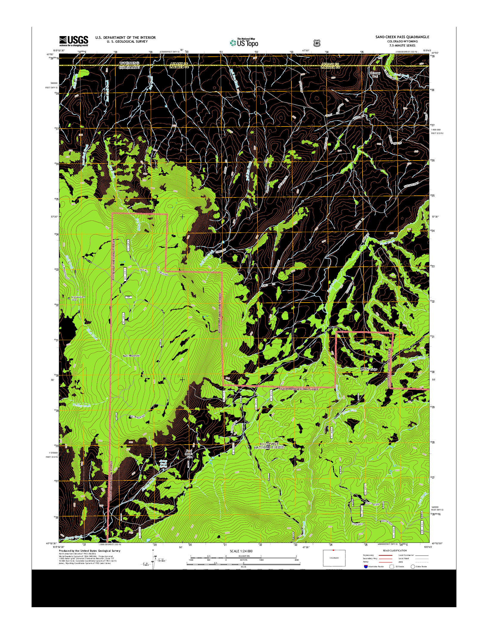 USGS US TOPO 7.5-MINUTE MAP FOR SAND CREEK PASS, CO-WY 2013