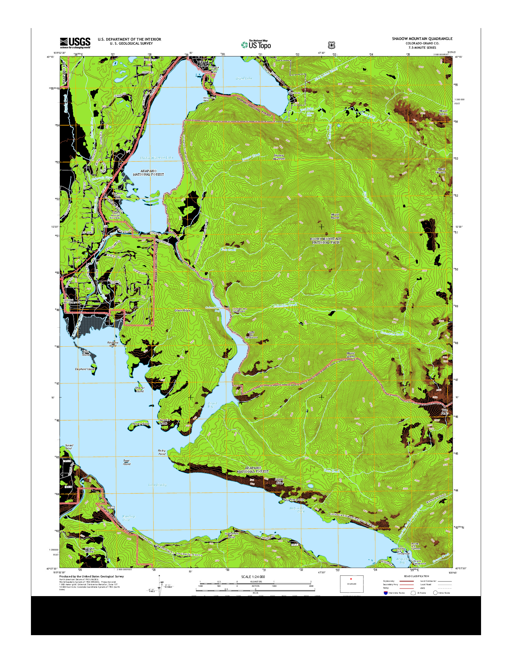 USGS US TOPO 7.5-MINUTE MAP FOR SHADOW MOUNTAIN, CO 2013