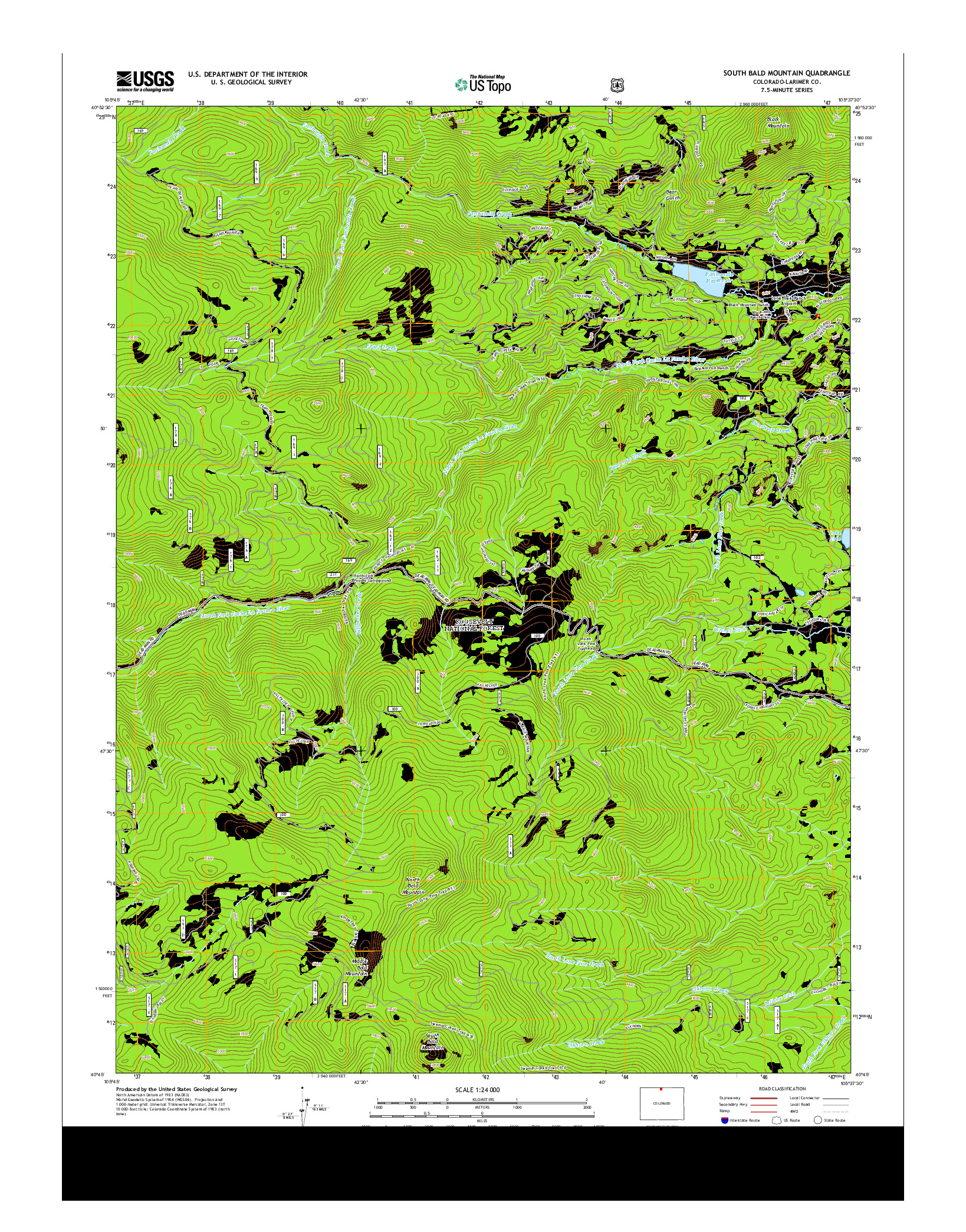 USGS US TOPO 7.5-MINUTE MAP FOR SOUTH BALD MOUNTAIN, CO 2013