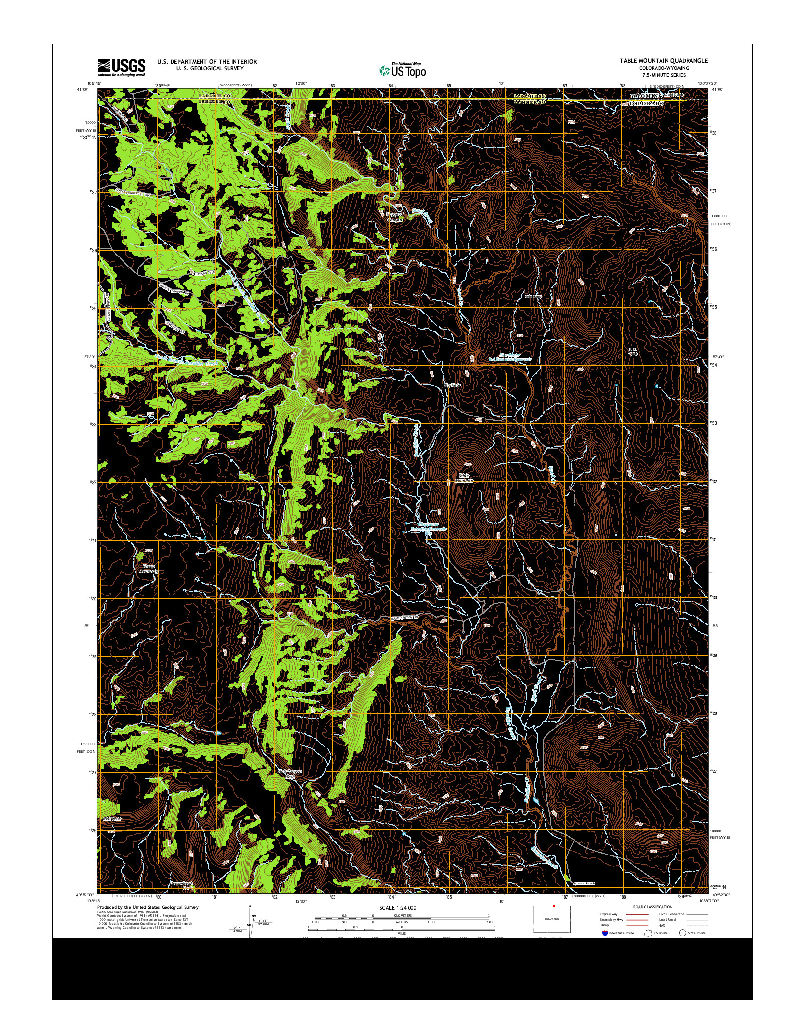 USGS US TOPO 7.5-MINUTE MAP FOR TABLE MOUNTAIN, CO-WY 2013