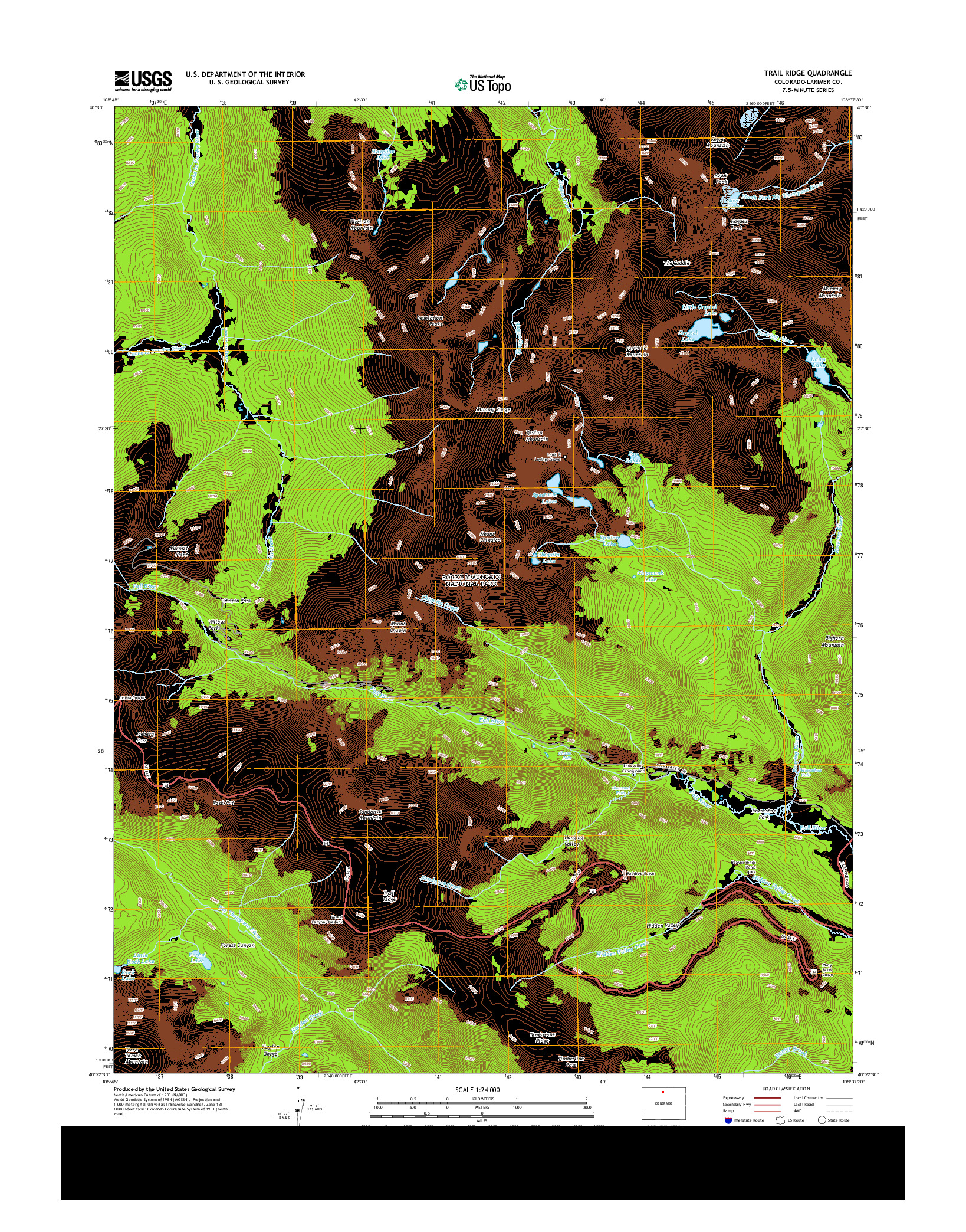 USGS US TOPO 7.5-MINUTE MAP FOR TRAIL RIDGE, CO 2013