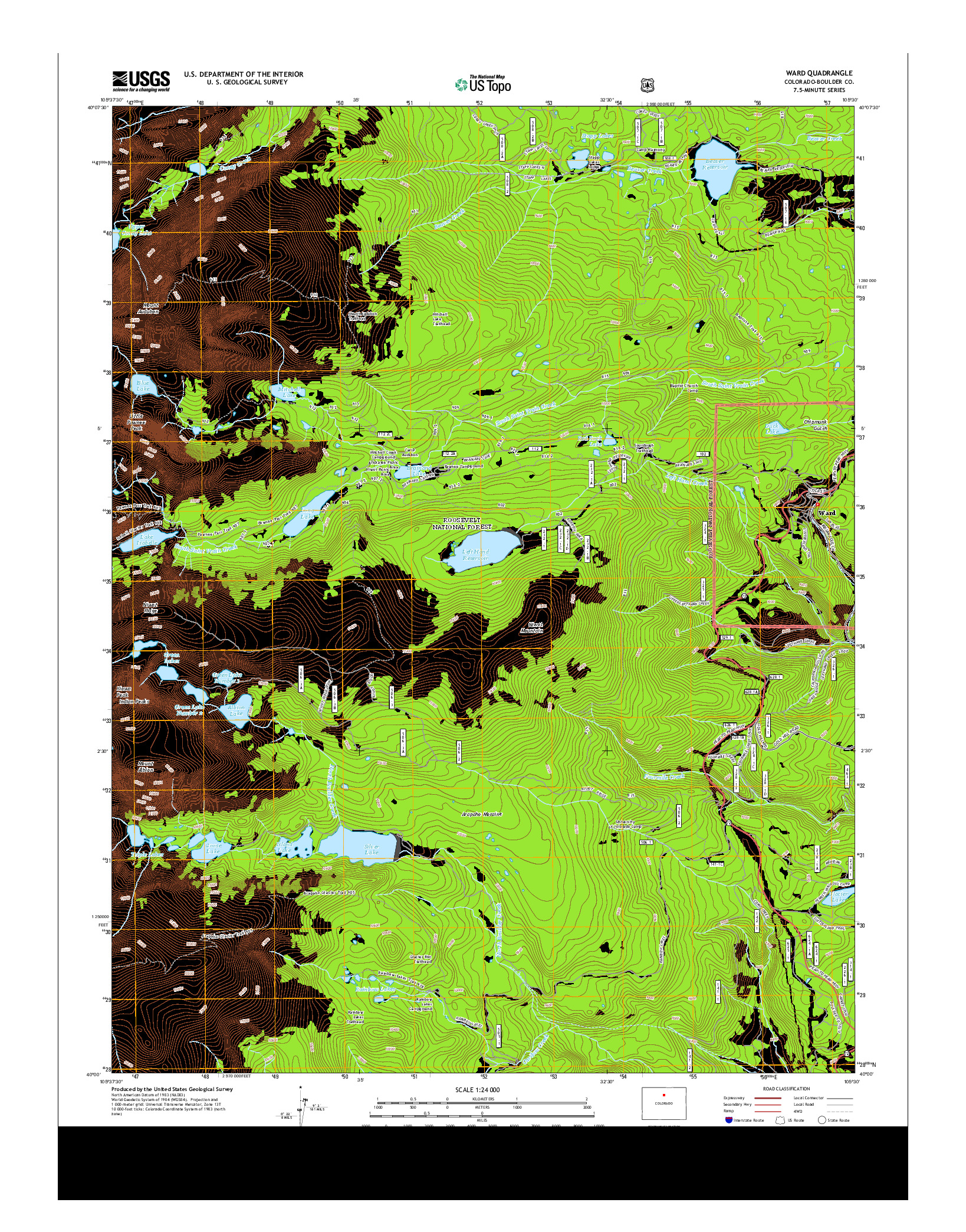 USGS US TOPO 7.5-MINUTE MAP FOR WARD, CO 2013