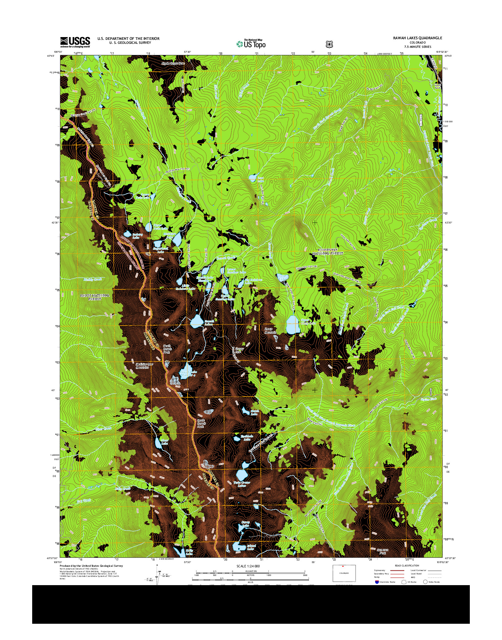 USGS US TOPO 7.5-MINUTE MAP FOR RAWAH LAKES, CO 2013