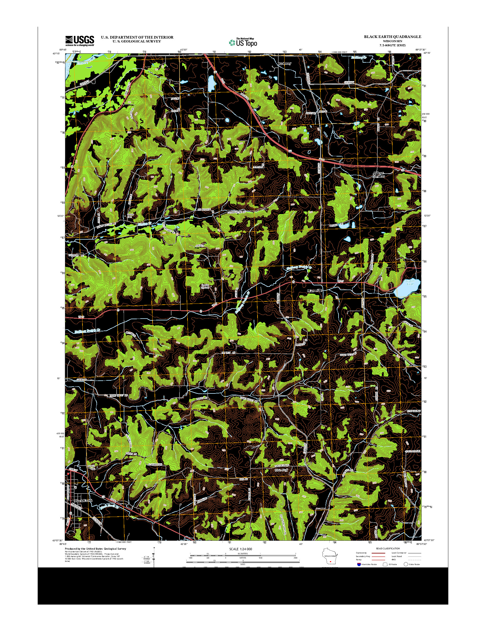 USGS US TOPO 7.5-MINUTE MAP FOR BLACK EARTH, WI 2013