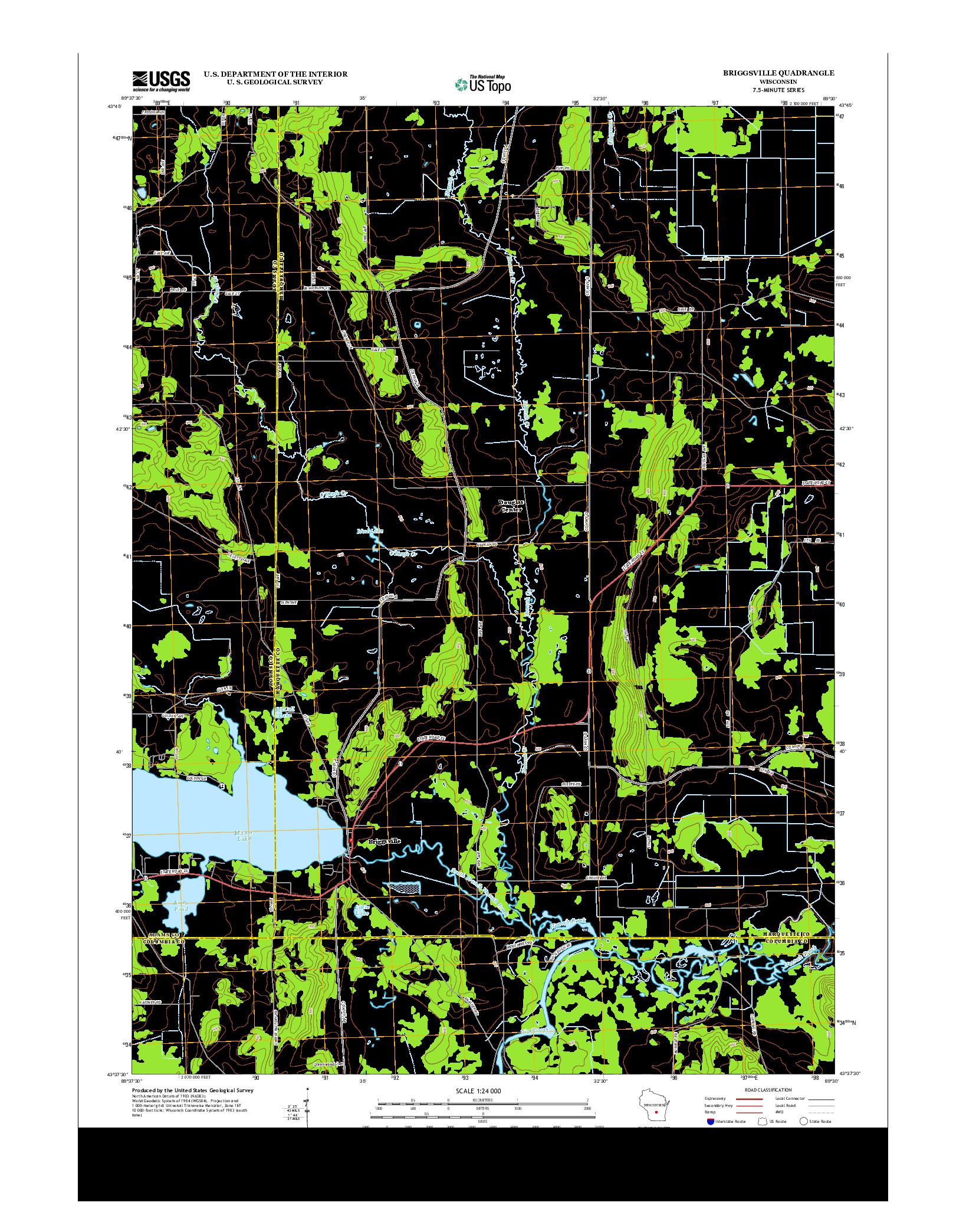 USGS US TOPO 7.5-MINUTE MAP FOR BRIGGSVILLE, WI 2013