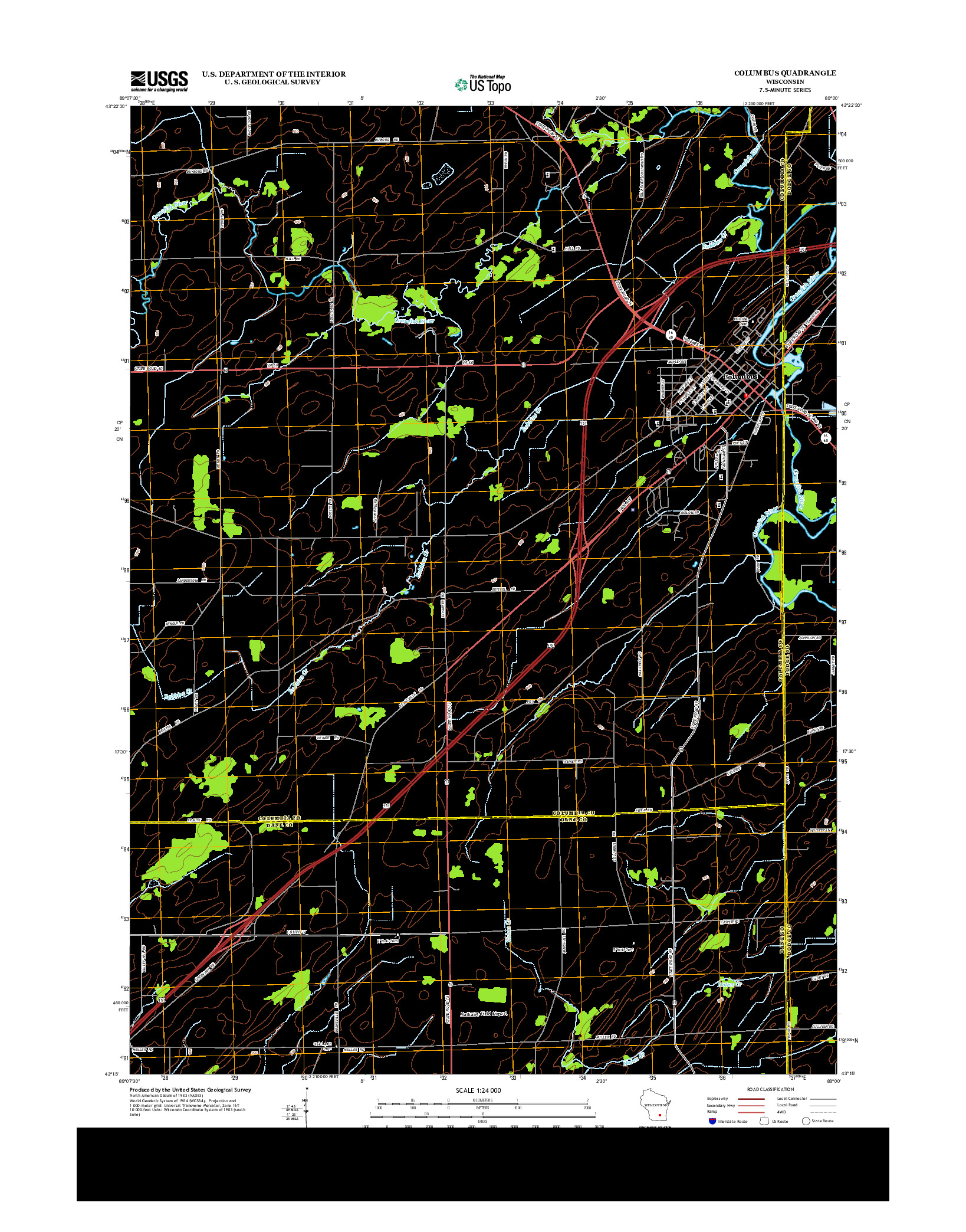 USGS US TOPO 7.5-MINUTE MAP FOR COLUMBUS, WI 2013