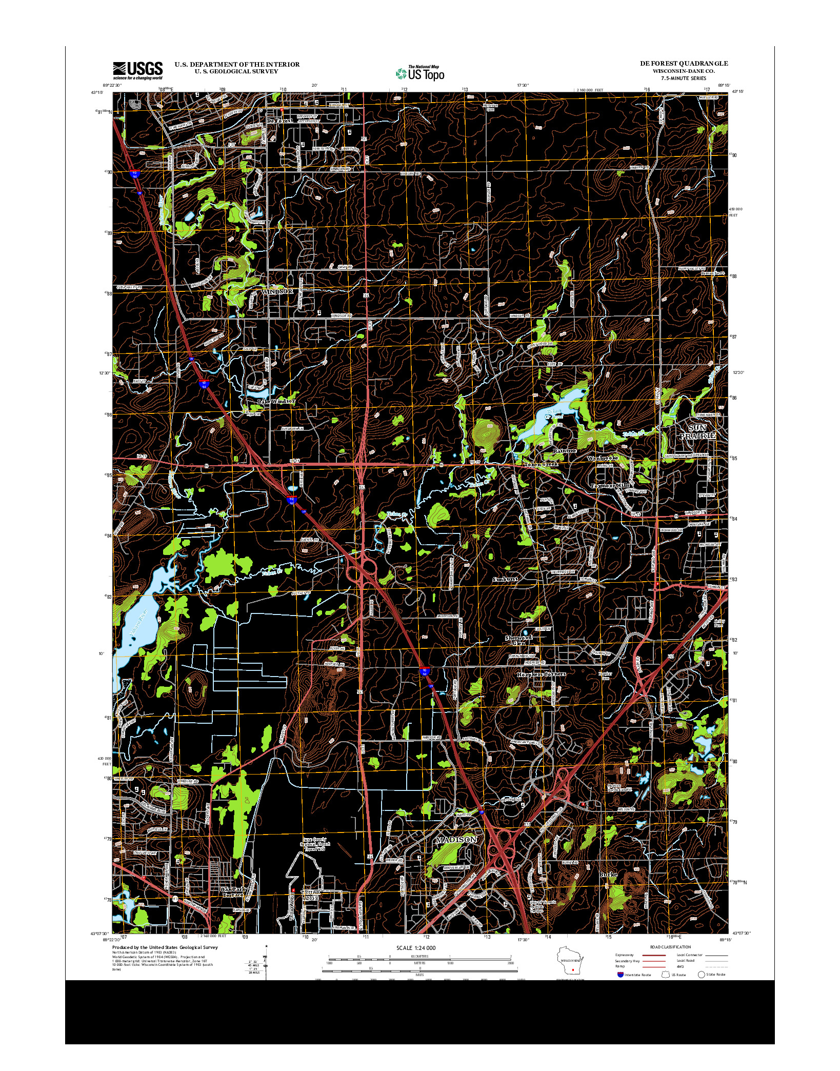 USGS US TOPO 7.5-MINUTE MAP FOR DE FOREST, WI 2013