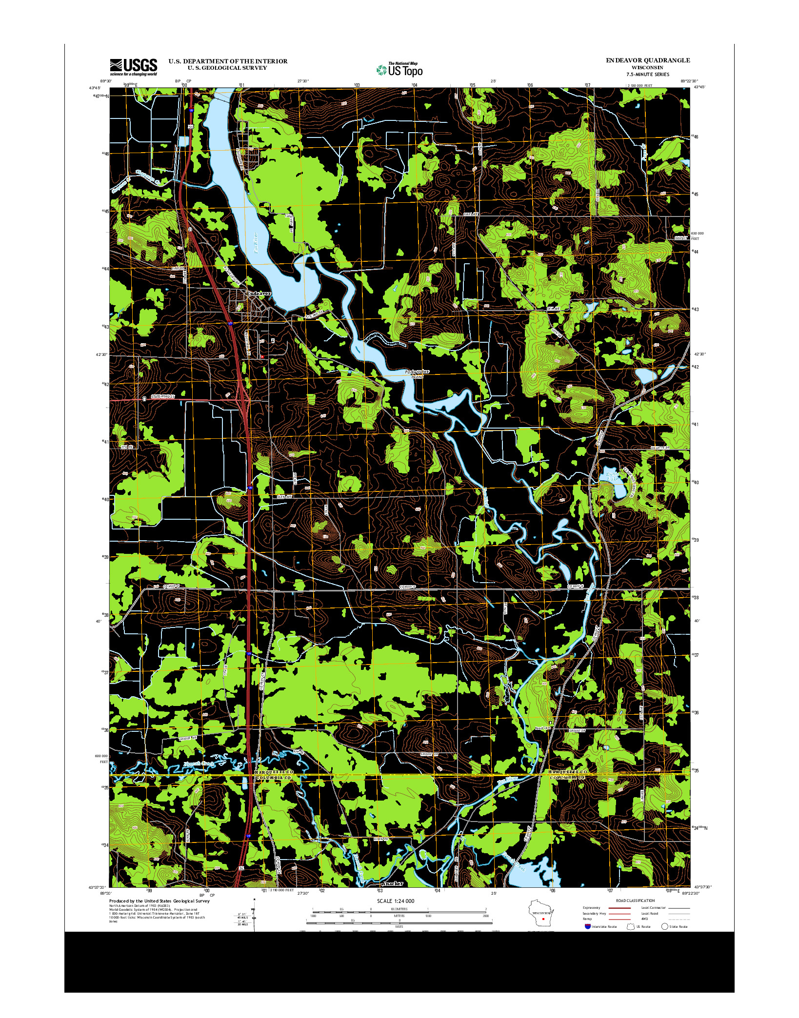 USGS US TOPO 7.5-MINUTE MAP FOR ENDEAVOR, WI 2013