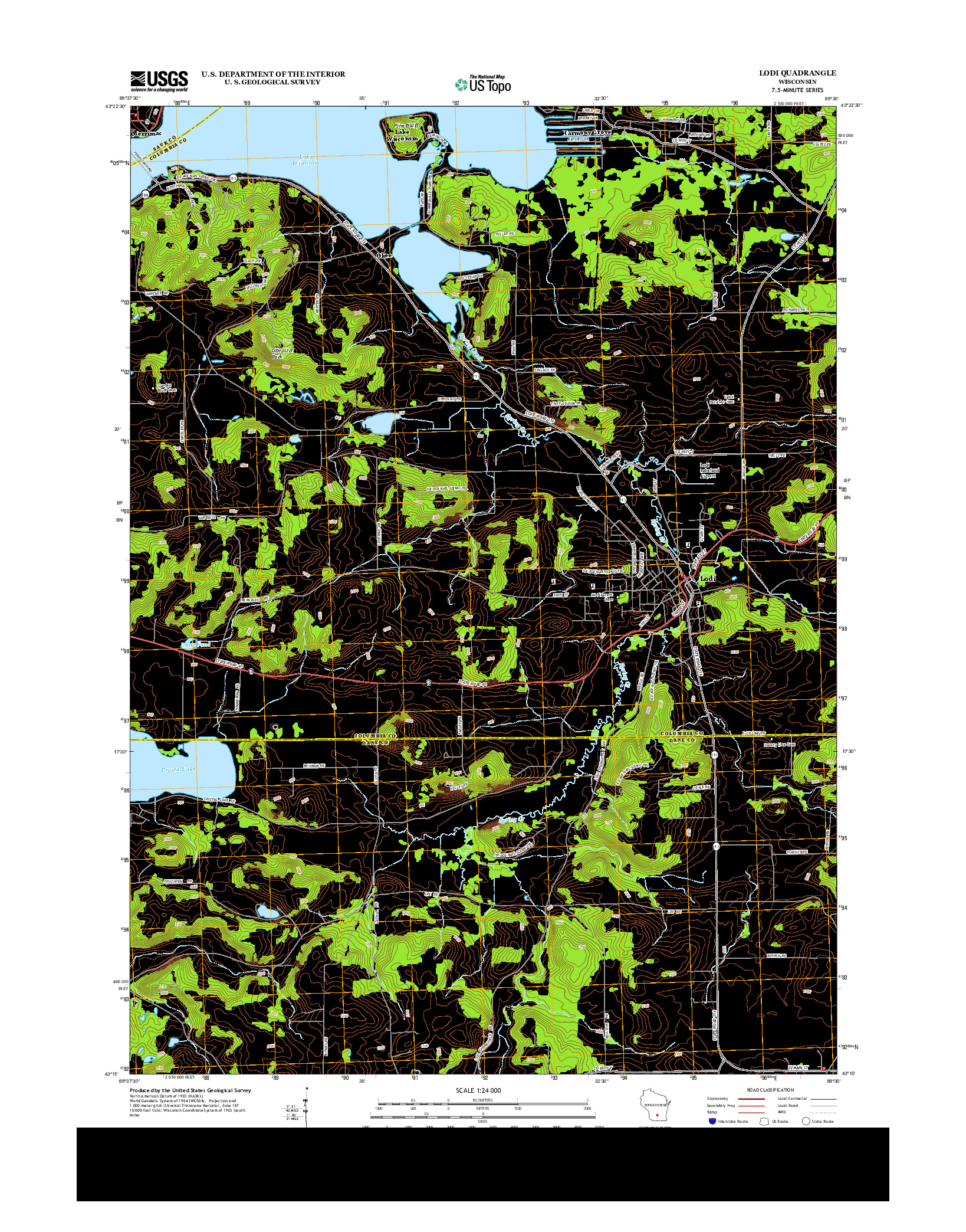 USGS US TOPO 7.5-MINUTE MAP FOR LODI, WI 2013