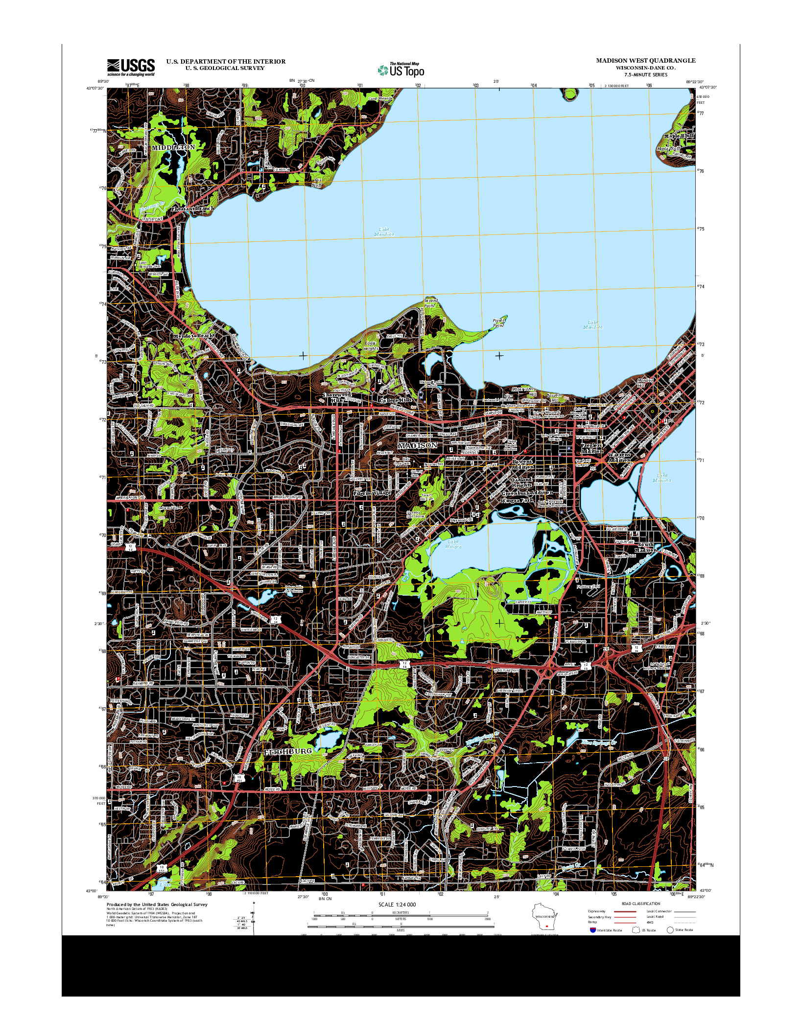 USGS US TOPO 7.5-MINUTE MAP FOR MADISON WEST, WI 2013
