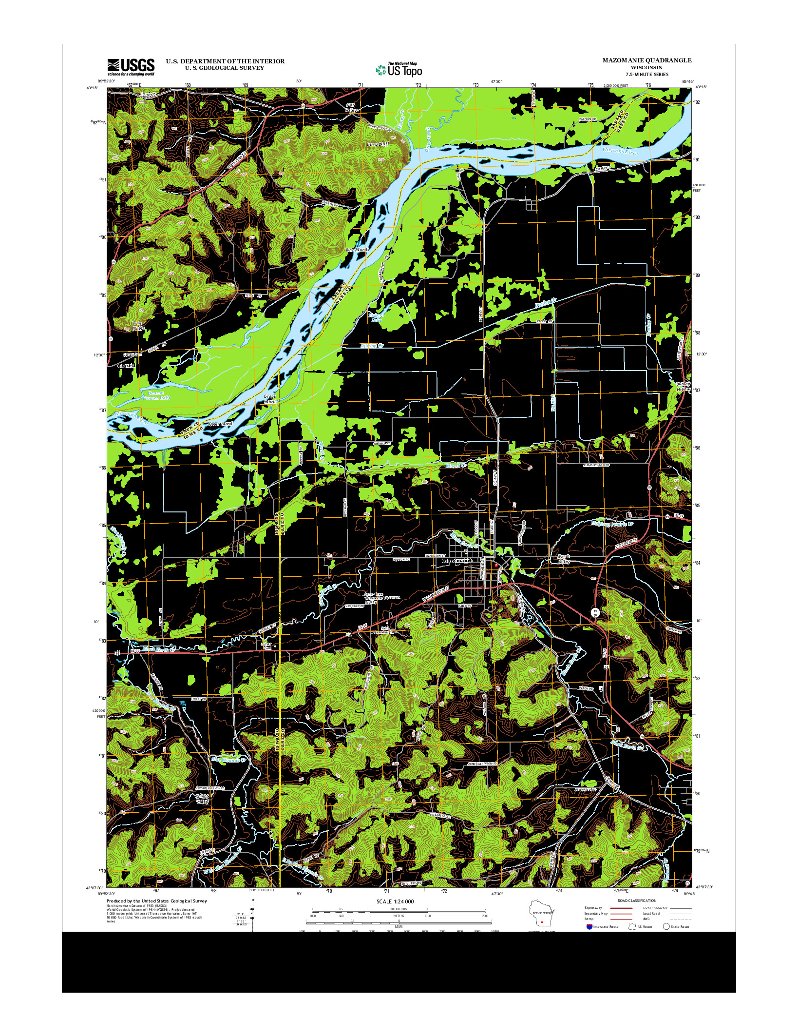 USGS US TOPO 7.5-MINUTE MAP FOR MAZOMANIE, WI 2013