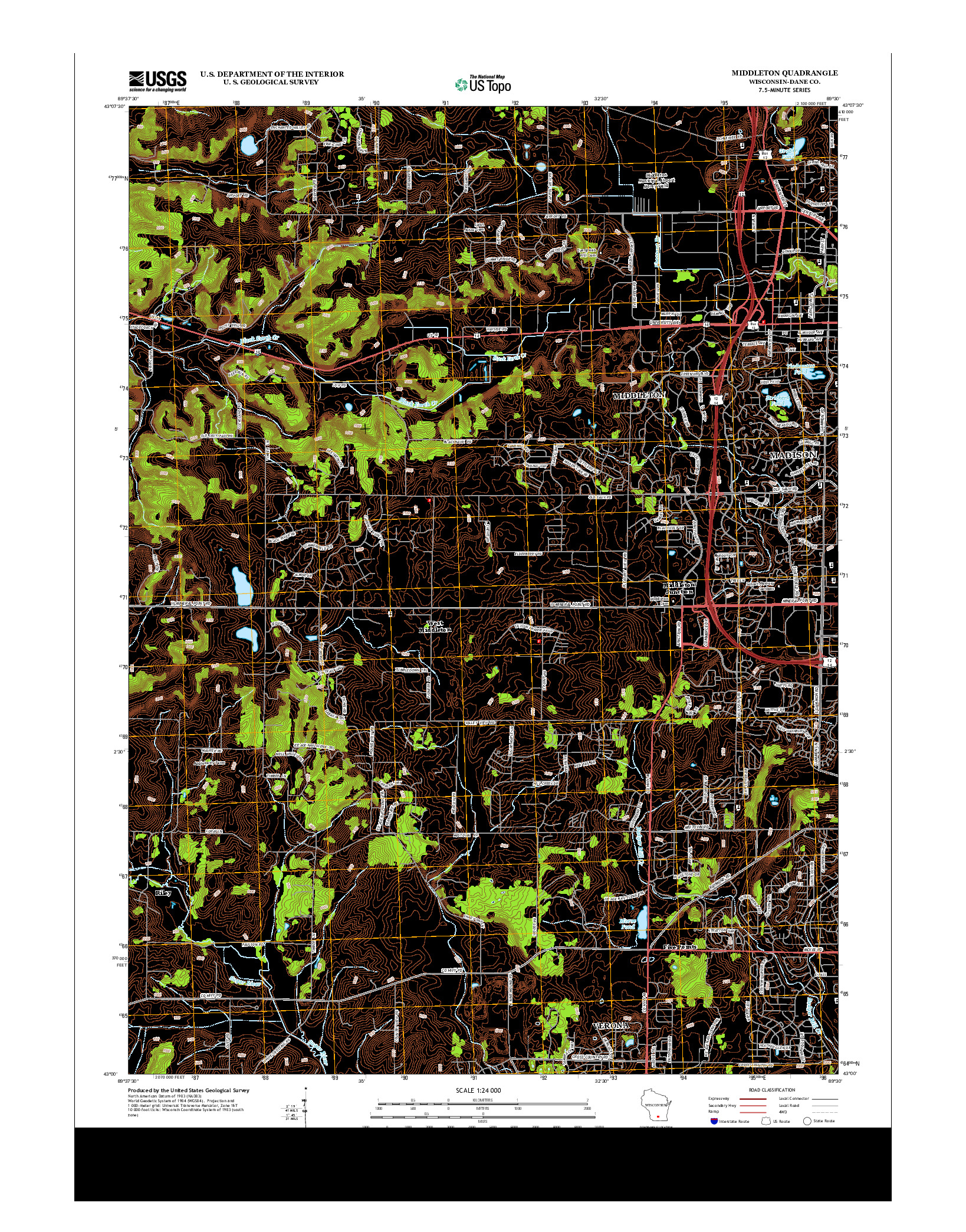 USGS US TOPO 7.5-MINUTE MAP FOR MIDDLETON, WI 2013