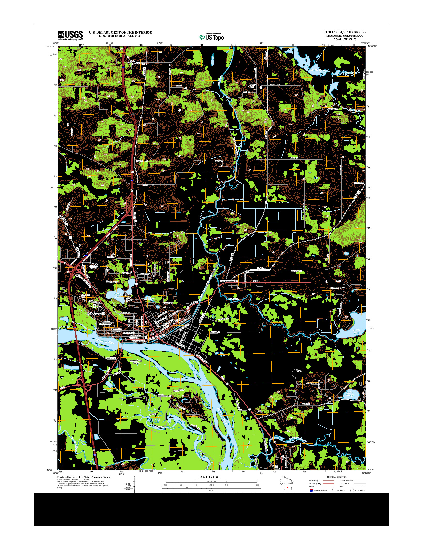 USGS US TOPO 7.5-MINUTE MAP FOR PORTAGE, WI 2013